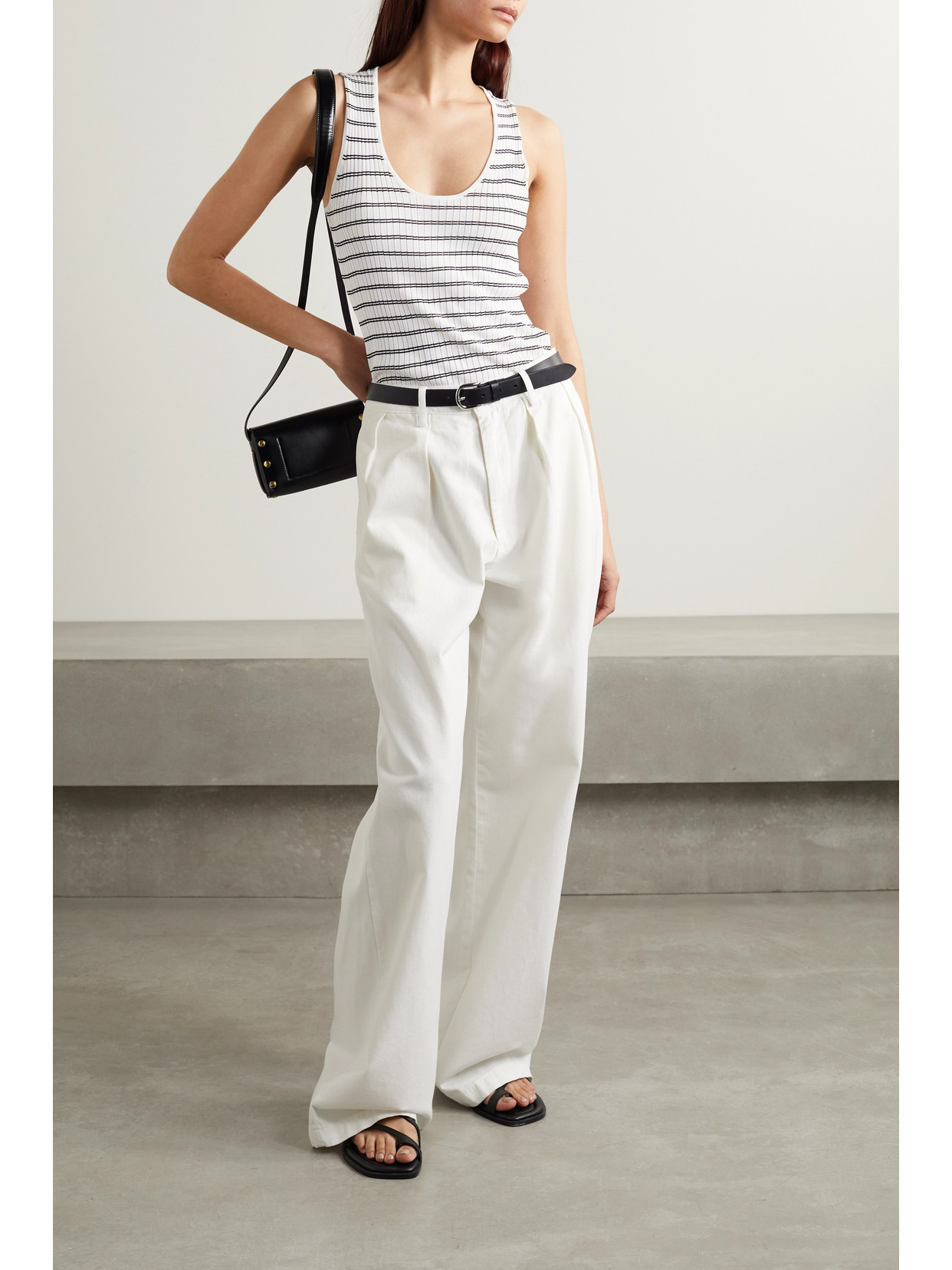+ Net Sustain Striped Ribbed-Knit Tank