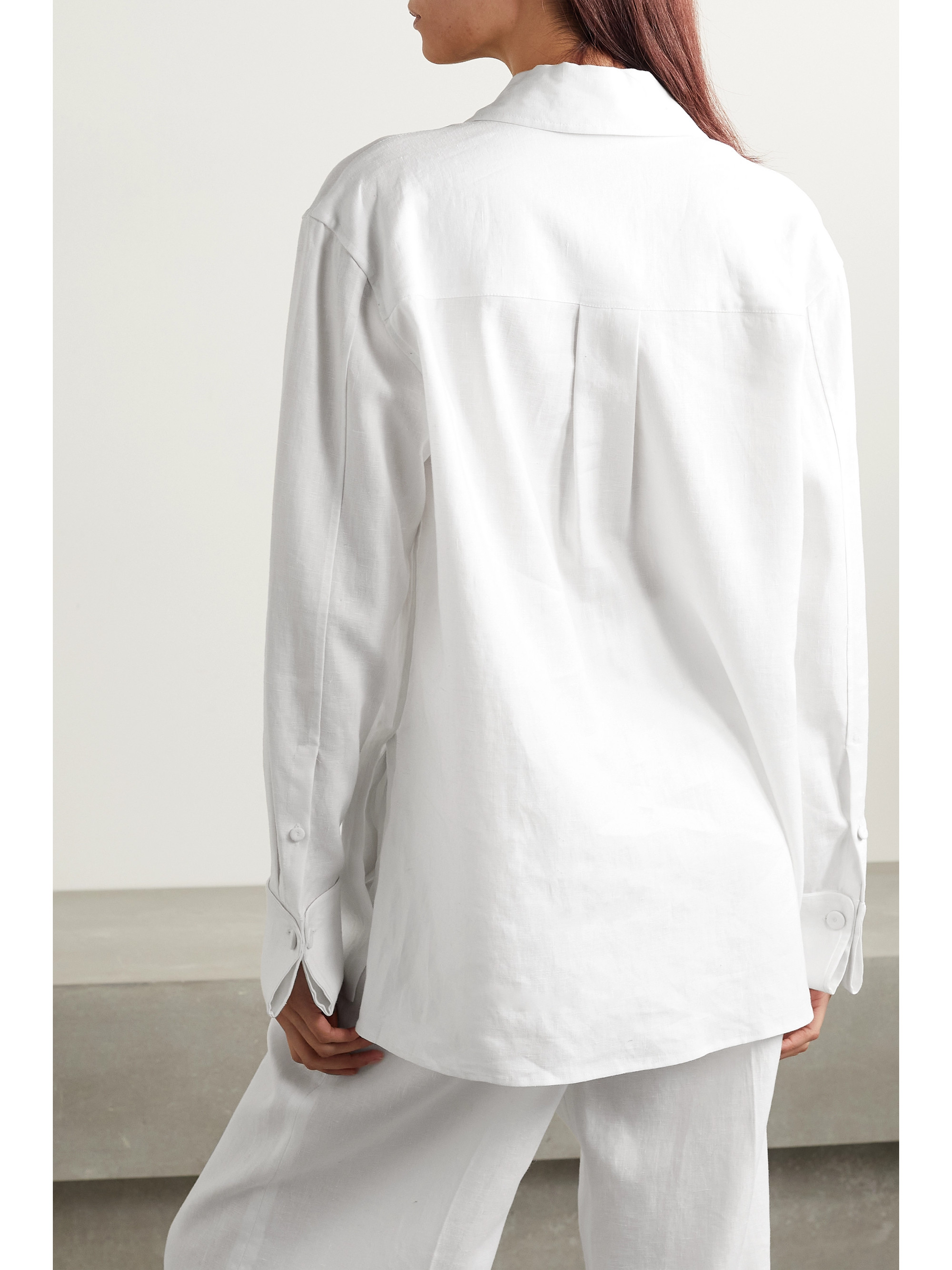 Another Tomorrow + NET SUSTAIN double-breasted linen shirt
