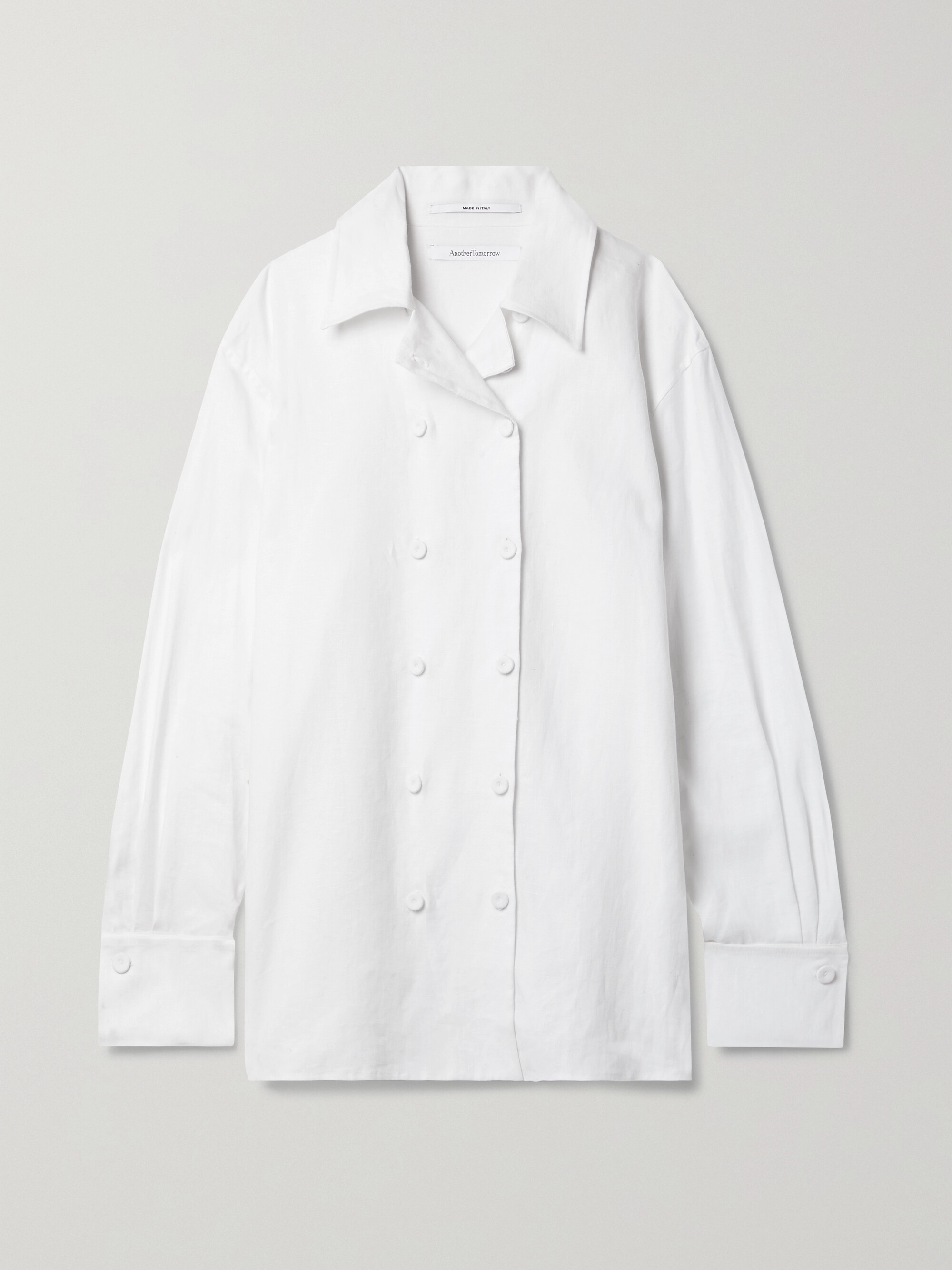 Another Tomorrow + NET SUSTAIN double-breasted linen shirt