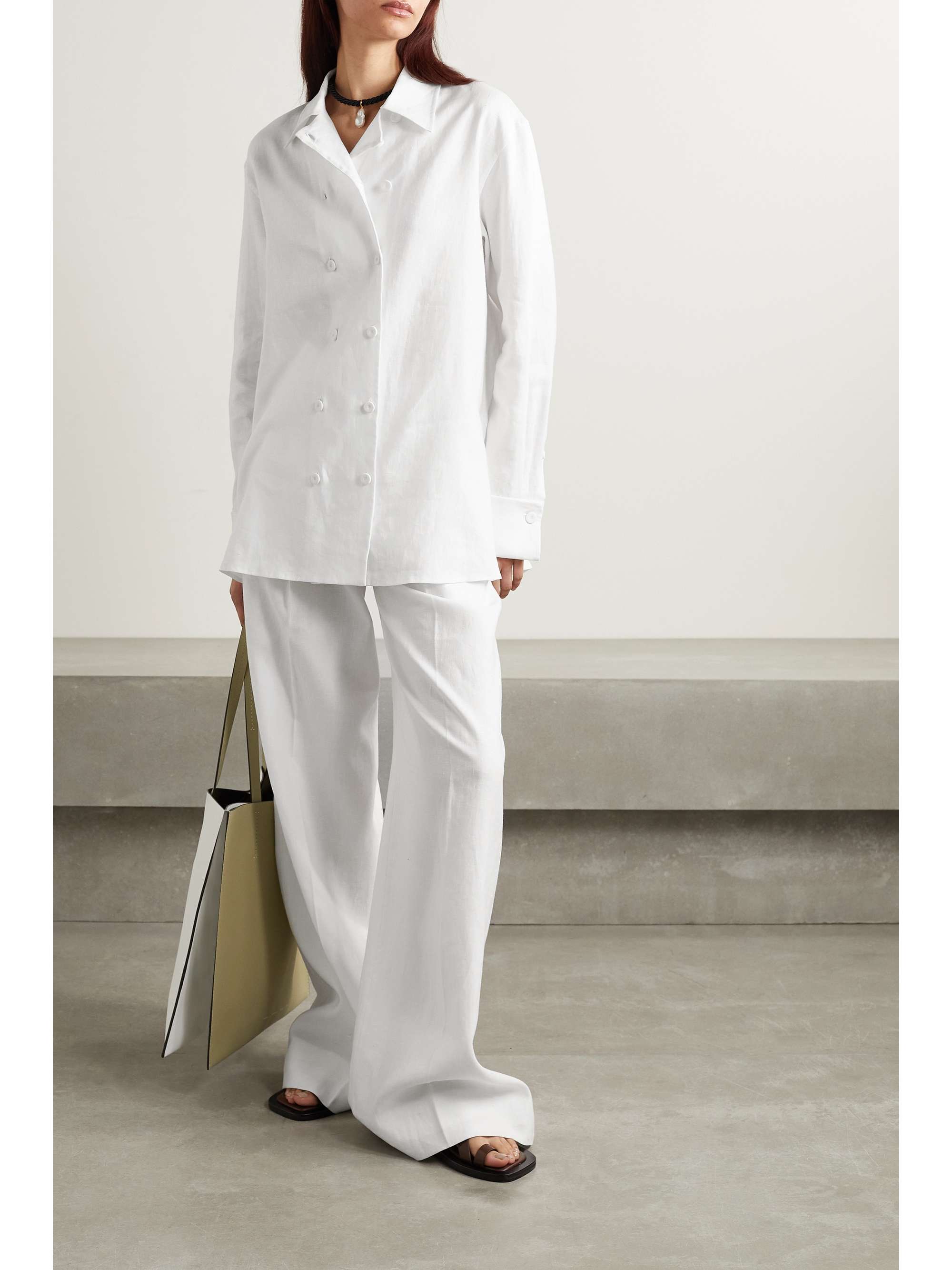 ANOTHER TOMORROW Double-breasted linen shirt