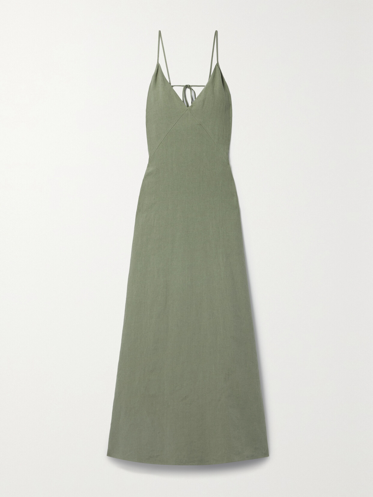 Another Tomorrow Linen Maxi Dress In Green