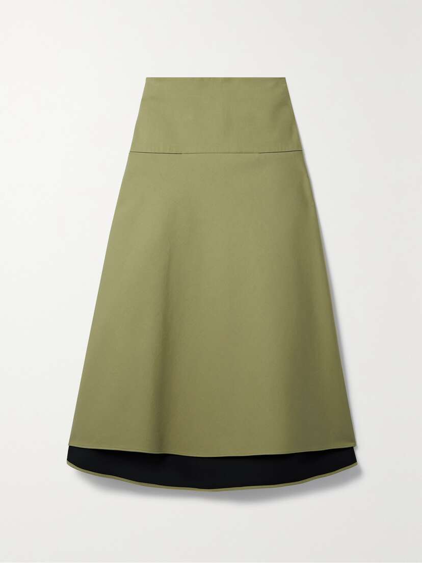 Another Tomorrow Cotton-twill Midi Skirt