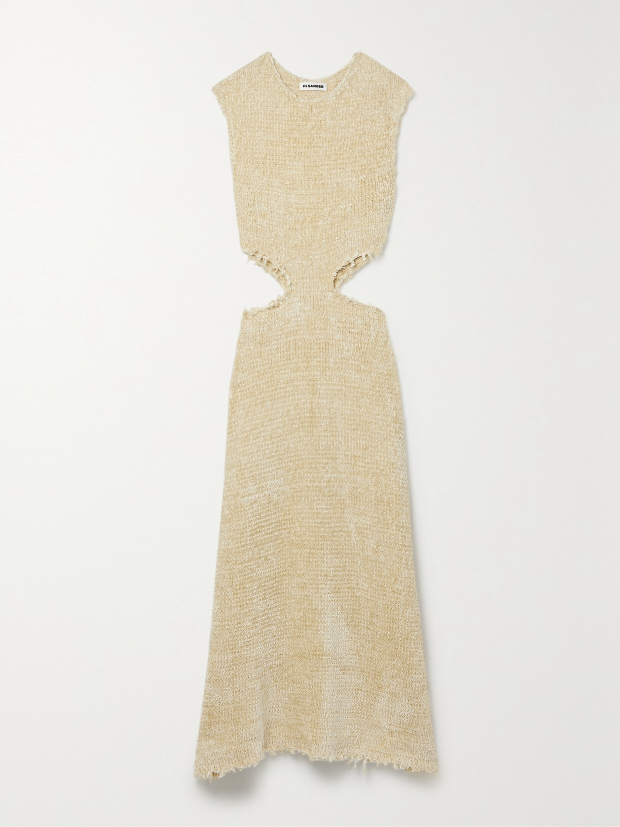 Jil Sander - Cutout Frayed Silk And Cotton-blend Chenille Maxi Dress - Neutrals