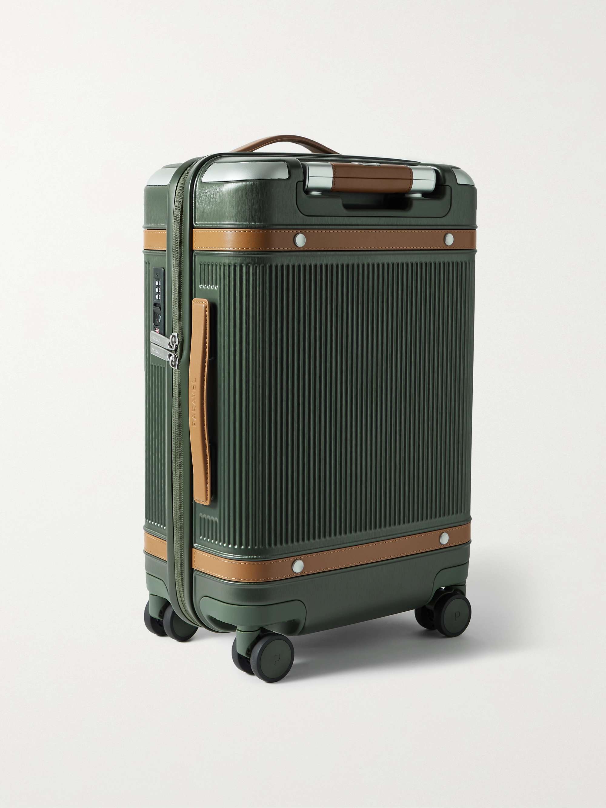 PARAVEL + NET SUSTAIN Aviator Carry-On vegan leather-trimmed recycled hardshell suitcase