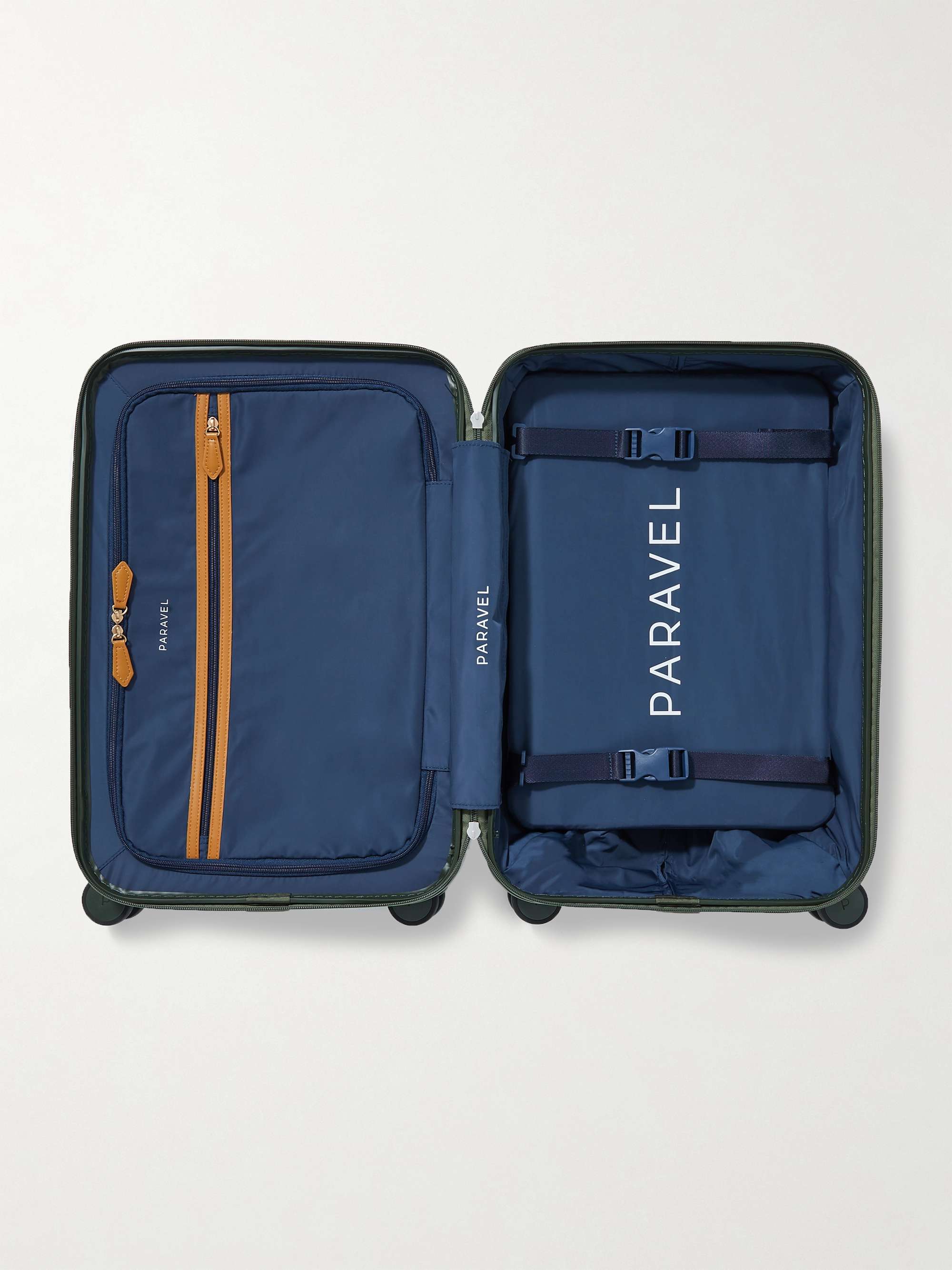 PARAVEL + NET SUSTAIN Aviator Carry-On vegan leather-trimmed recycled hardshell suitcase