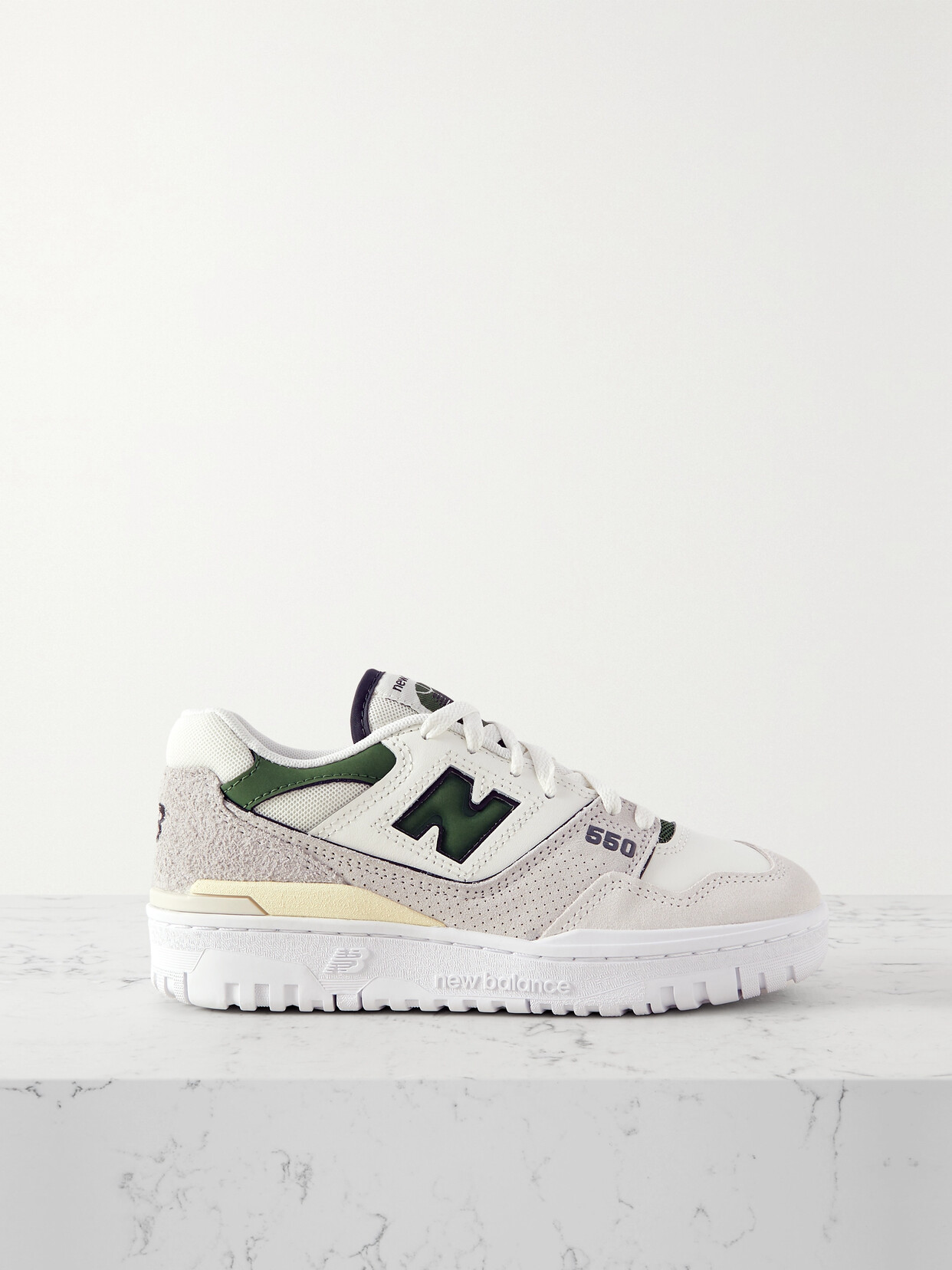 New Balance 550 Suede-trimmed Leather And Mesh Sneakers In White