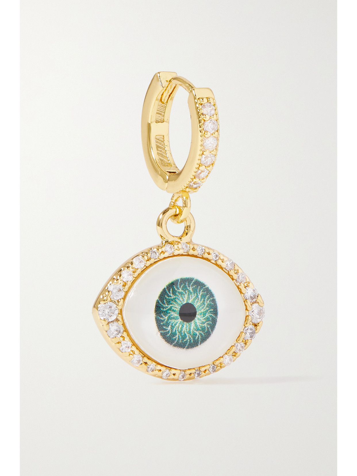 Crystal Haze - Fortuna Gold-plated, Enamel, Glass And Cubic Zirconia Single Hoop Earring - one size