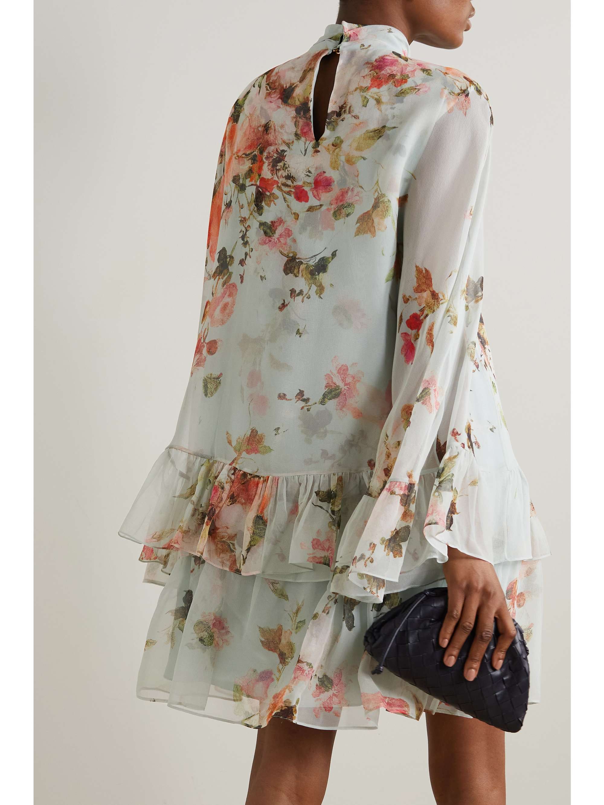 ERDEM Concetta tiered ruffled floral-print silk-voile mini dress