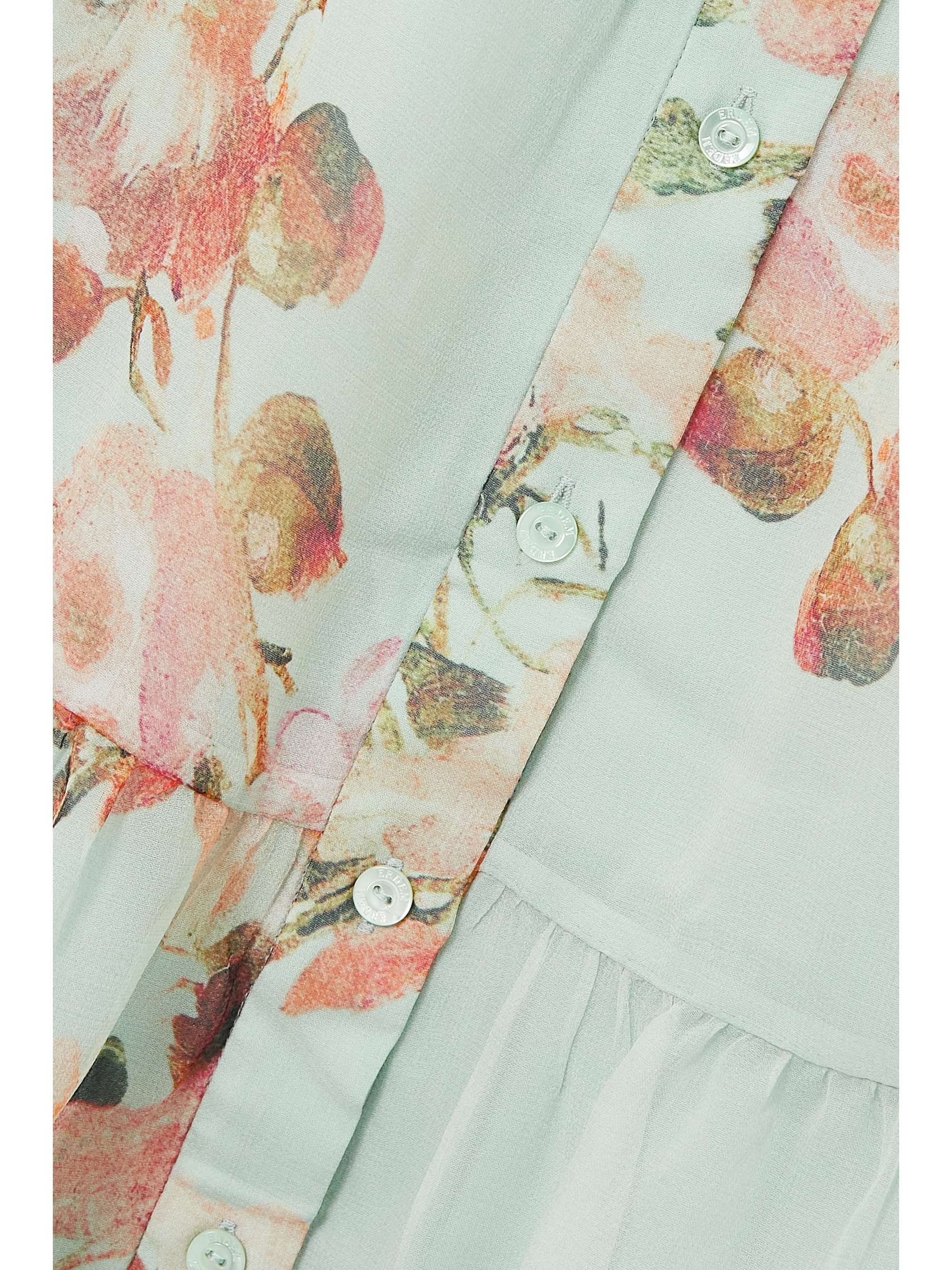 ERDEM Isbel tiered floral-print silk-chiffon midi shirt dress