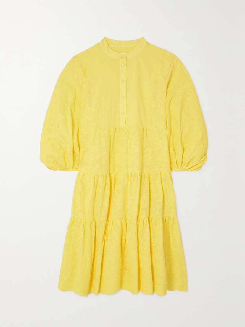 Erdem Winona Tiered Embroidered Cotton-poplin Shirt Dress