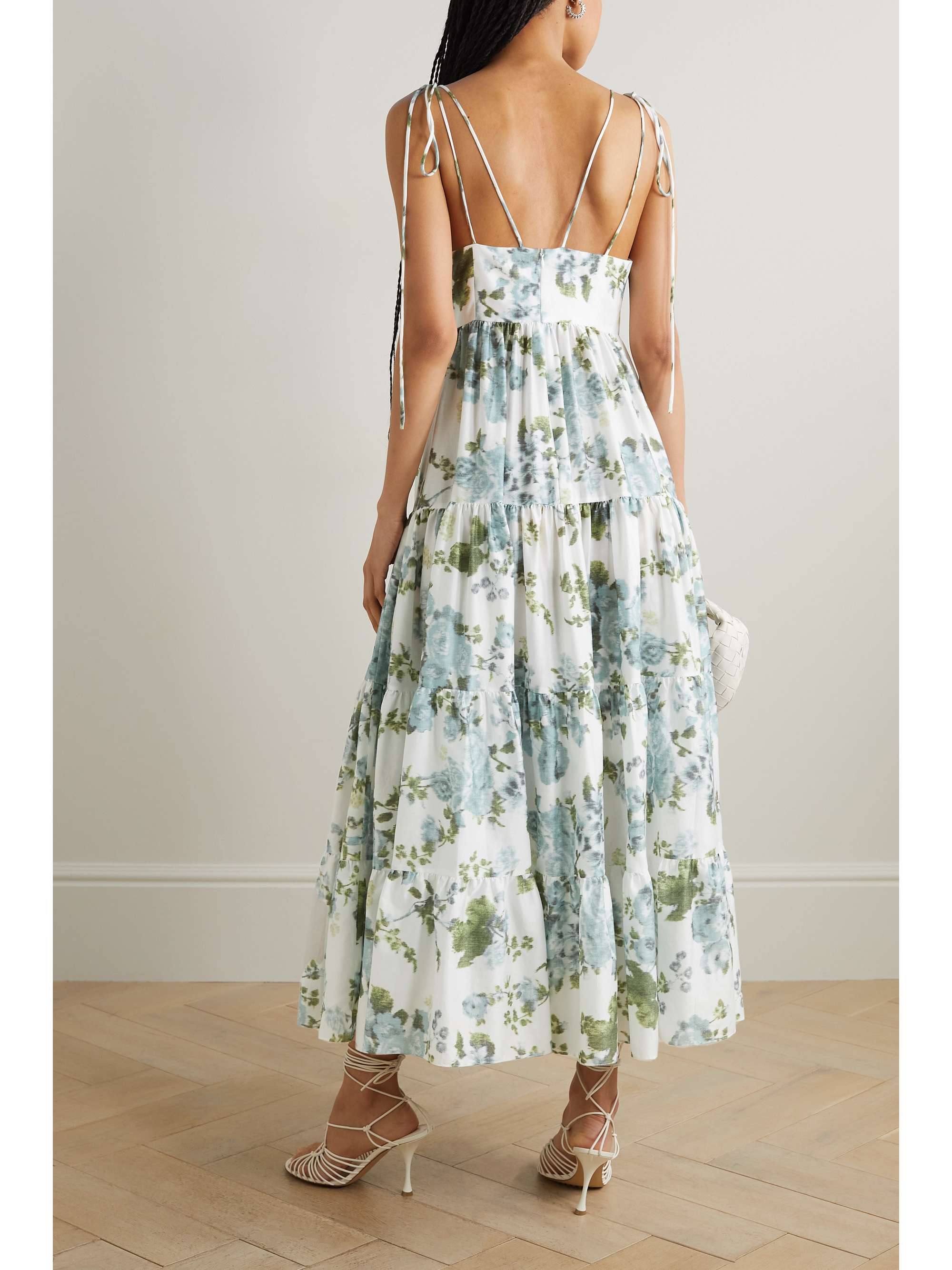 ERDEM Azami tiered floral-print cotton-poplin gown