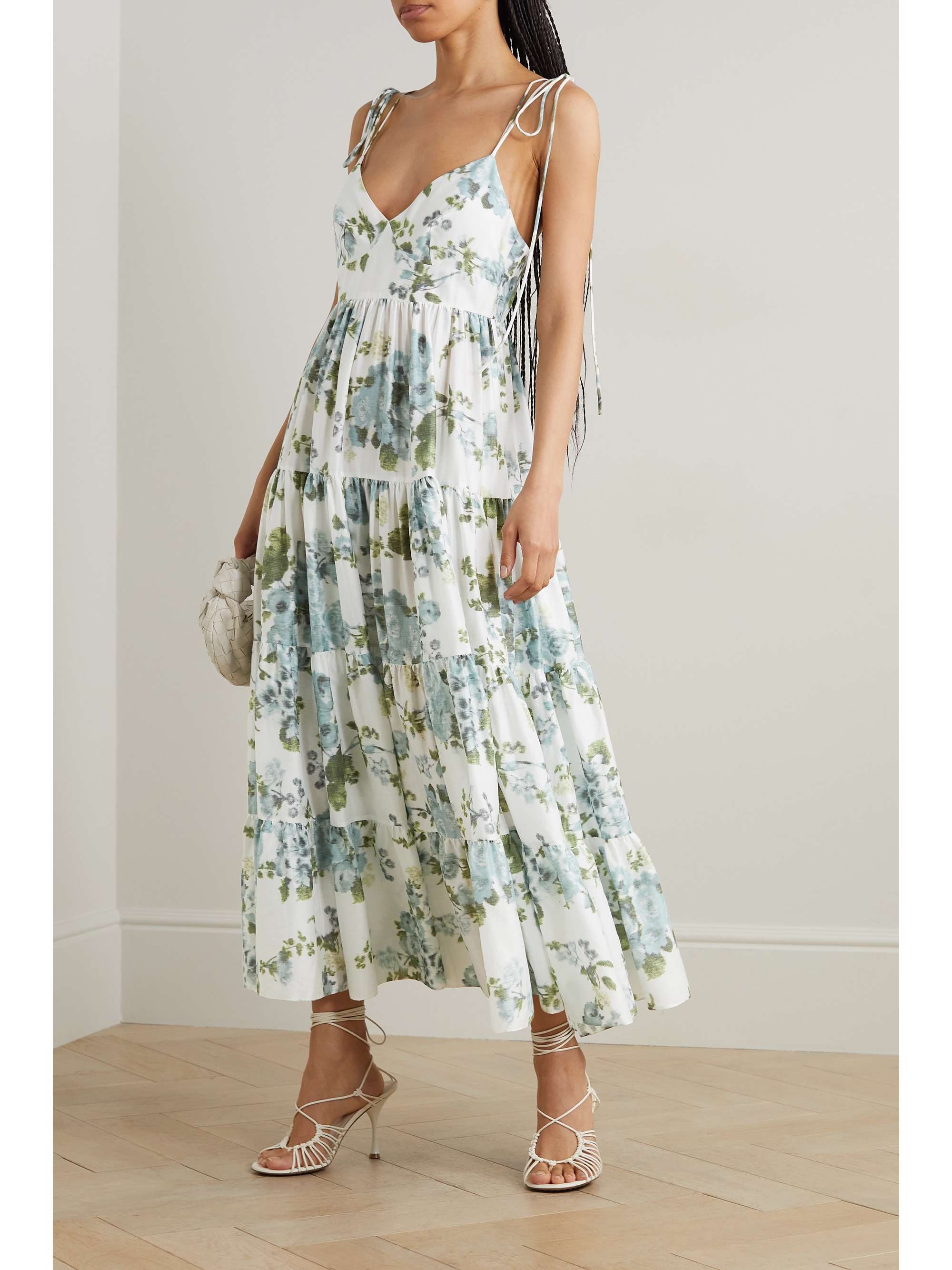 ERDEM Azami tiered floral-print cotton-poplin gown