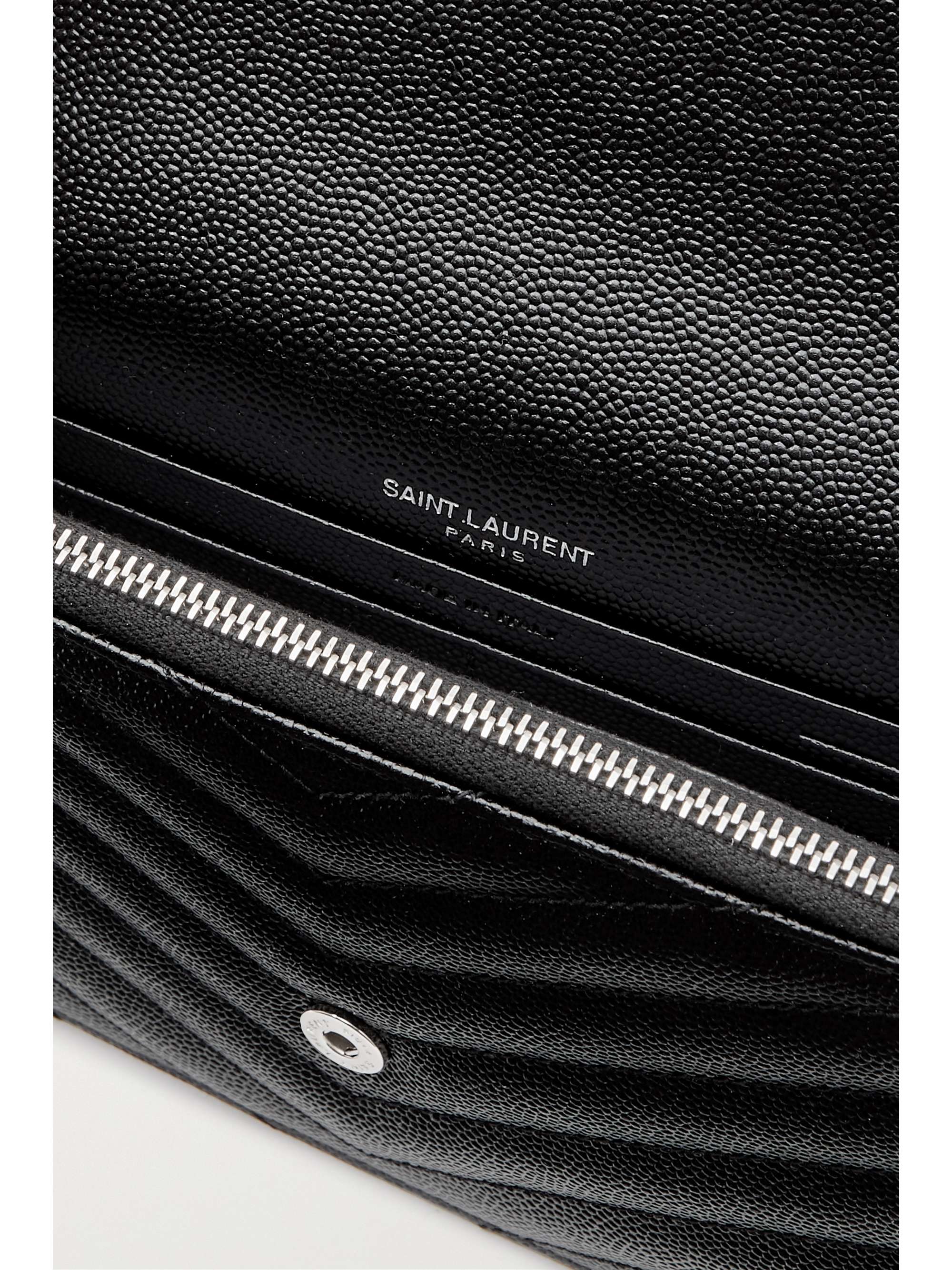 Saint Laurent - Cassandre Envelope Chain Matelassé Textured-leather Wallet - Black - One Size - Net A Porter