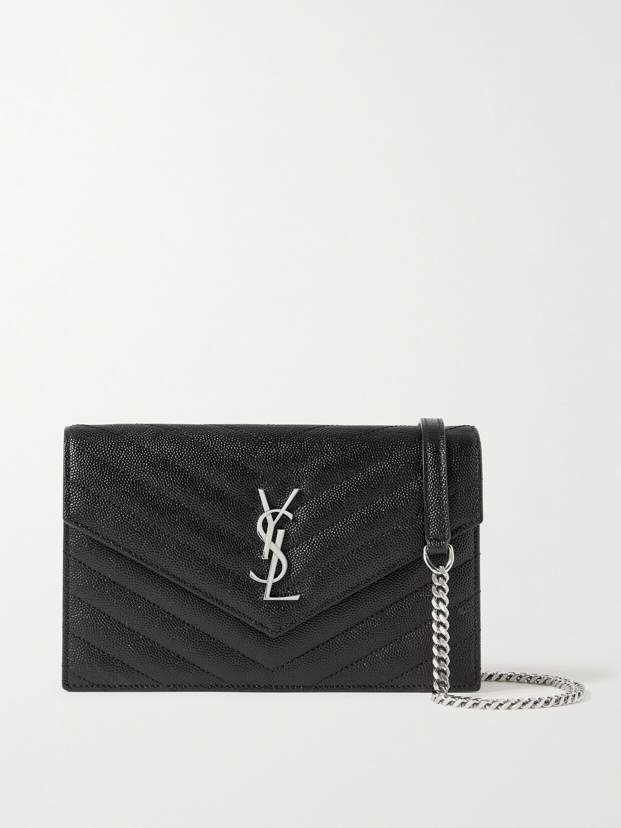 Saint Laurent Cassandre Quilted Textured-leather Shoulder Bag In Black