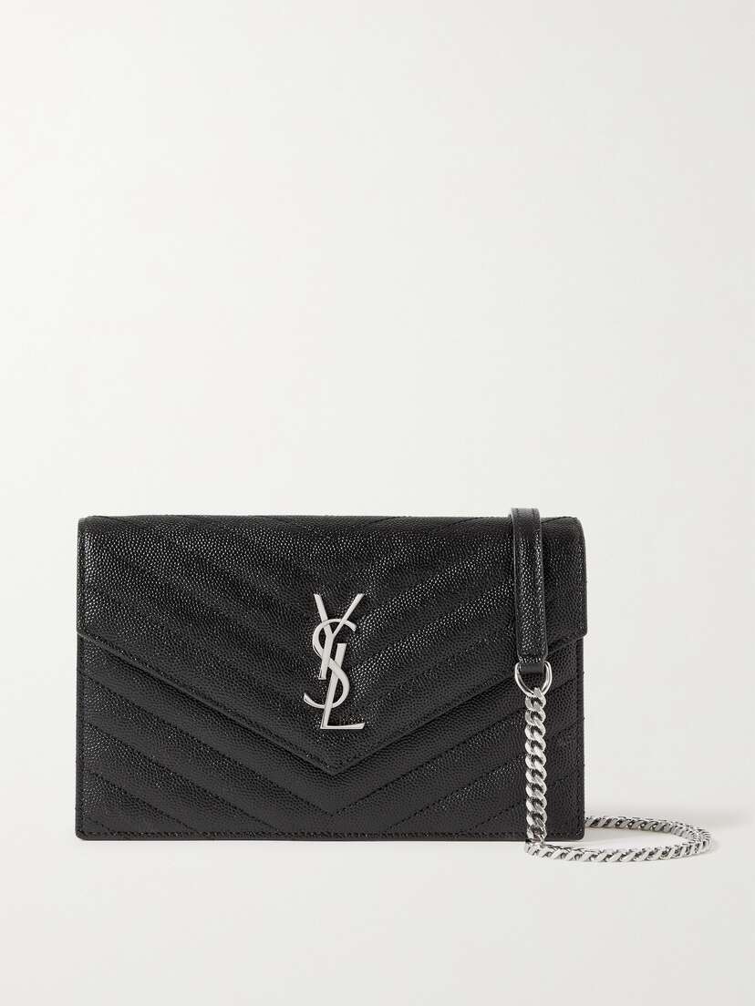 Saint Laurent Cassandre Matelassé Textured-leather Chain Wallet
