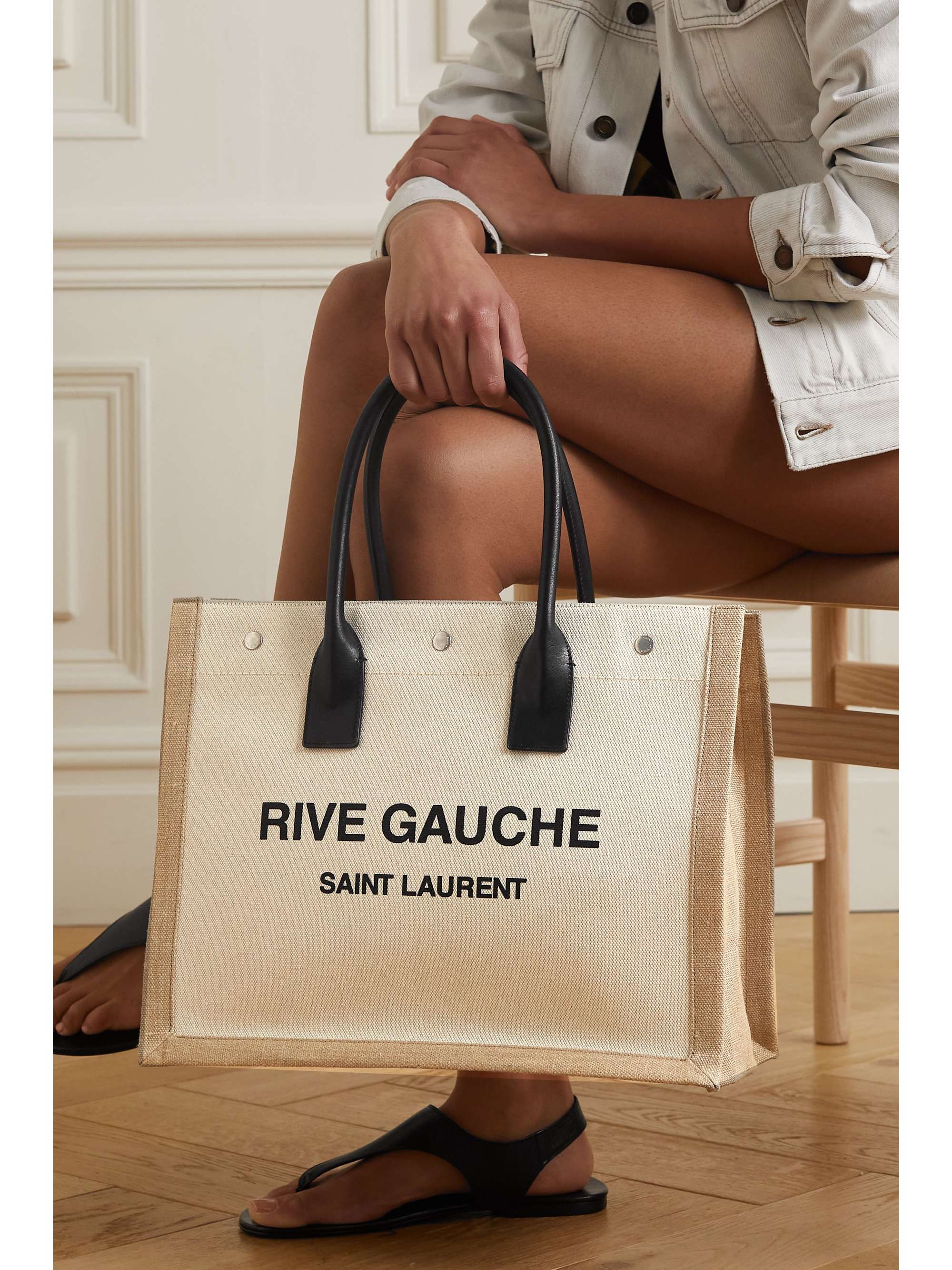 Saint Laurent Rive Gauche Canvas Tote Bag