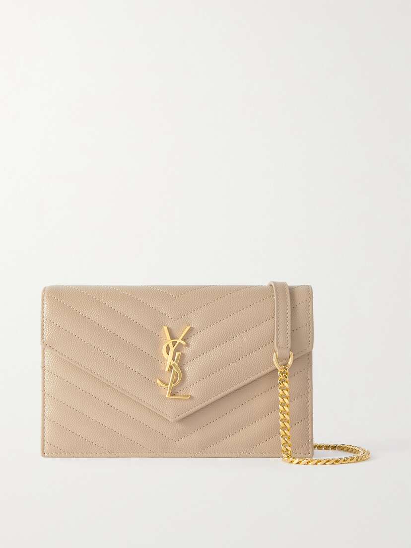 Saint Laurent Cassandre Matelassé Textured-leather Chain Wallet