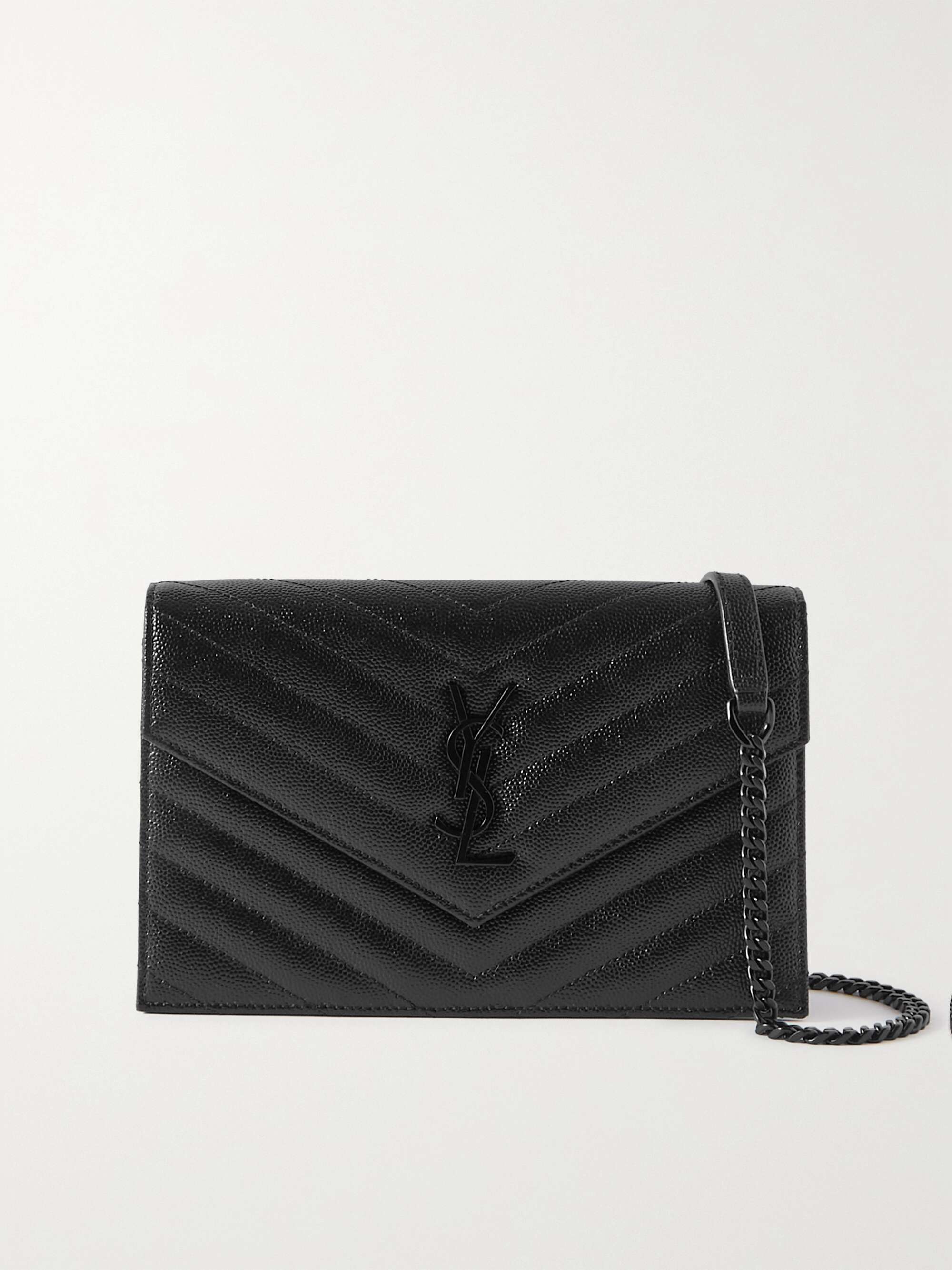 Cassandre Envelope Chain matelasse textured leather wallet black One Size