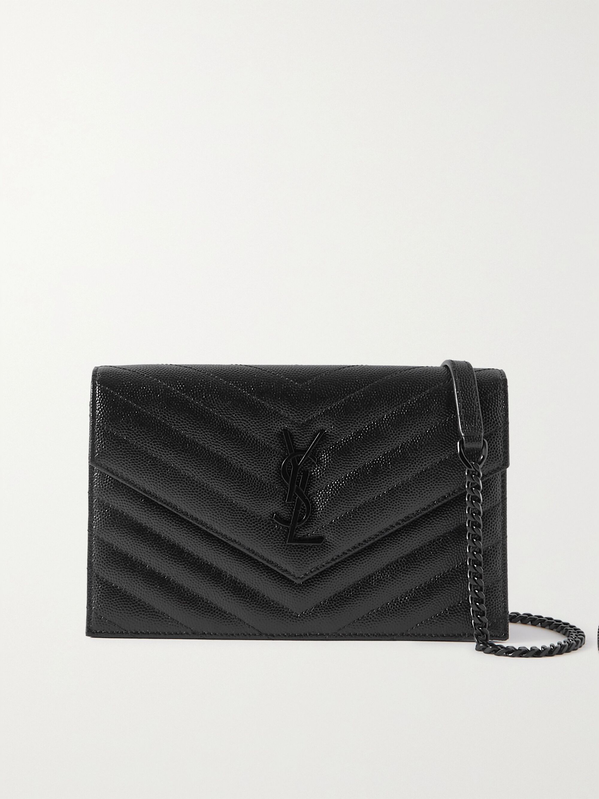 Cassandre Envelope Chain matelassé textured-leather wallet