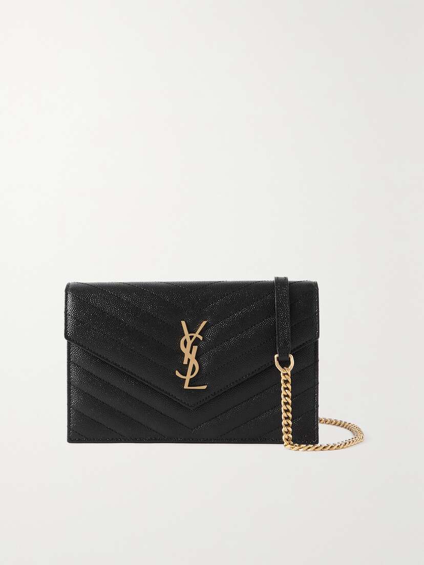 Saint Laurent Cassandre Matelassé Textured-leather Chain Wallet