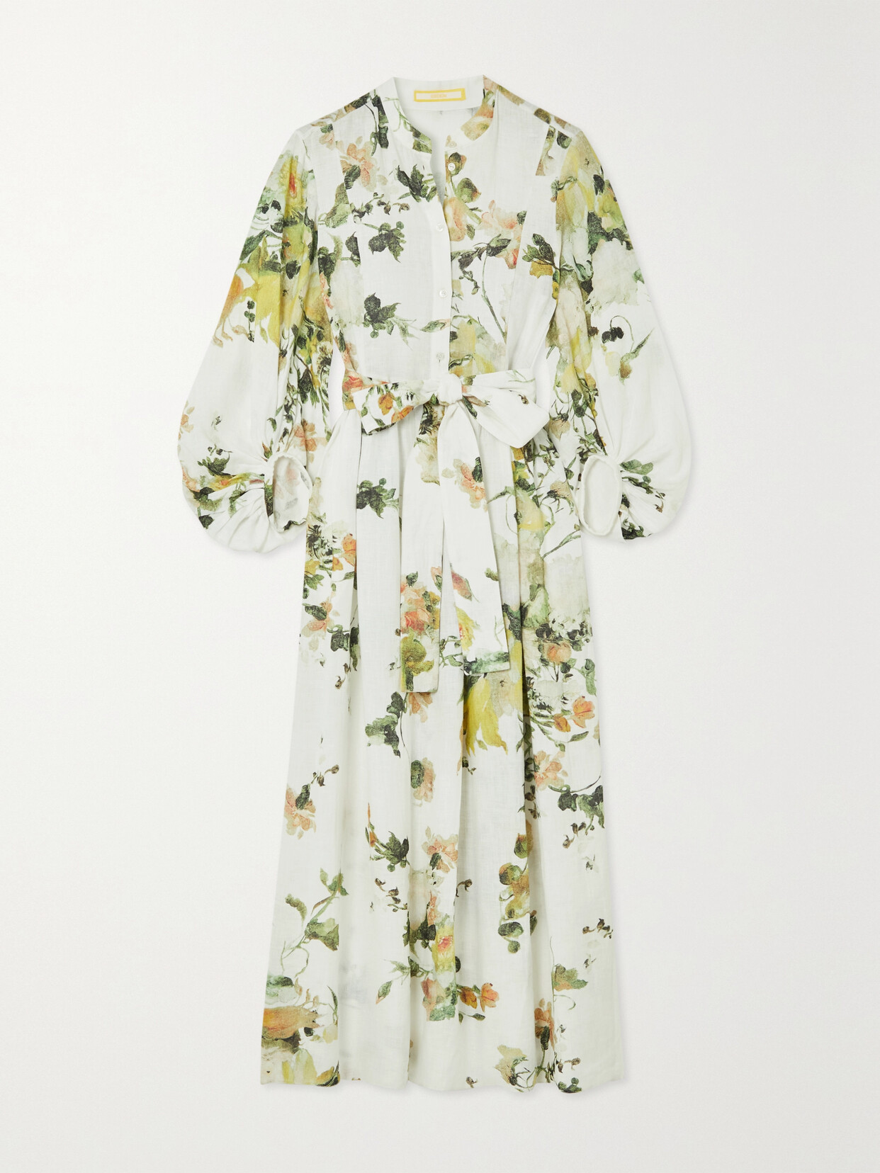 Erdem - Nairne Belted Floral-print Linen Midi Shirt Dress - White