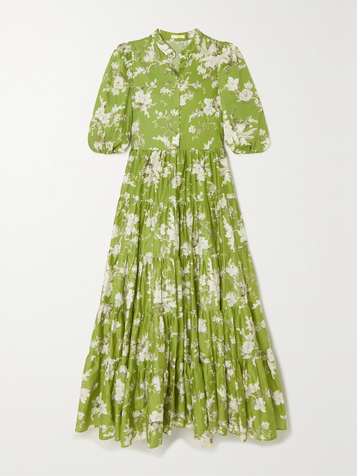 Erdem Dalia Tiered Floral-print Cotton Maxi Shirt Dress