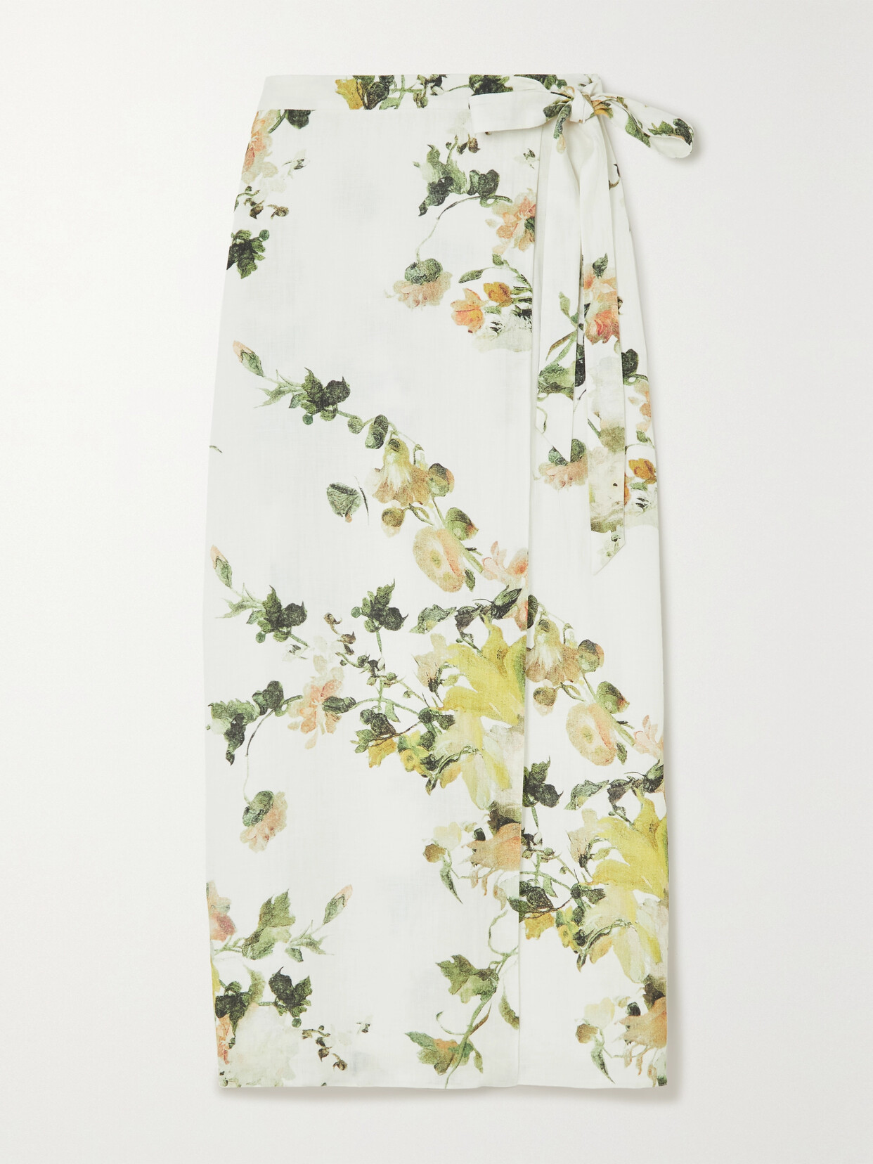 Erdem - Hermia Floral-print Linen Midi Wrap Skirt - White