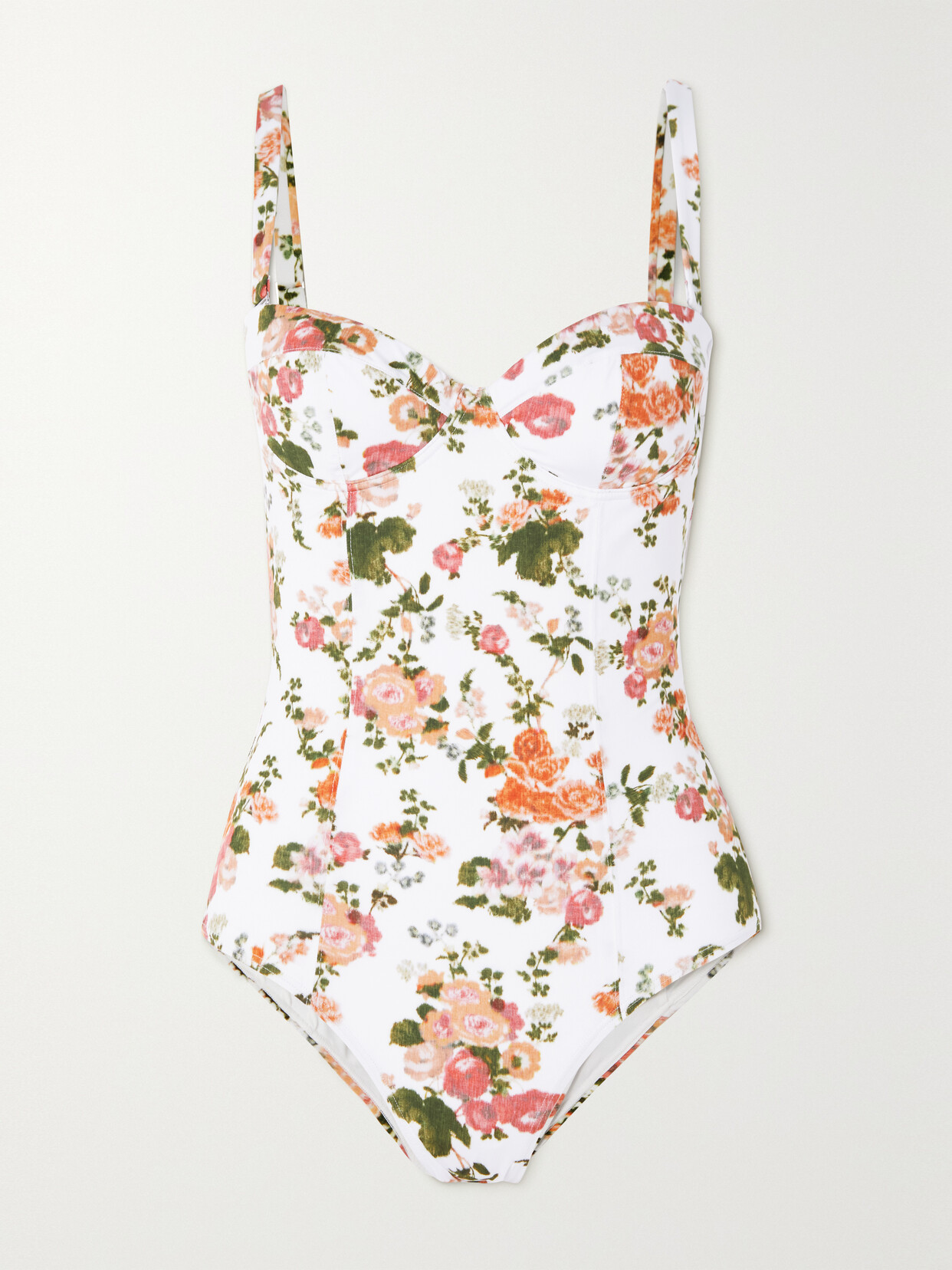 Shop Erdem Amilia Floral-print Swimsuit In Orange