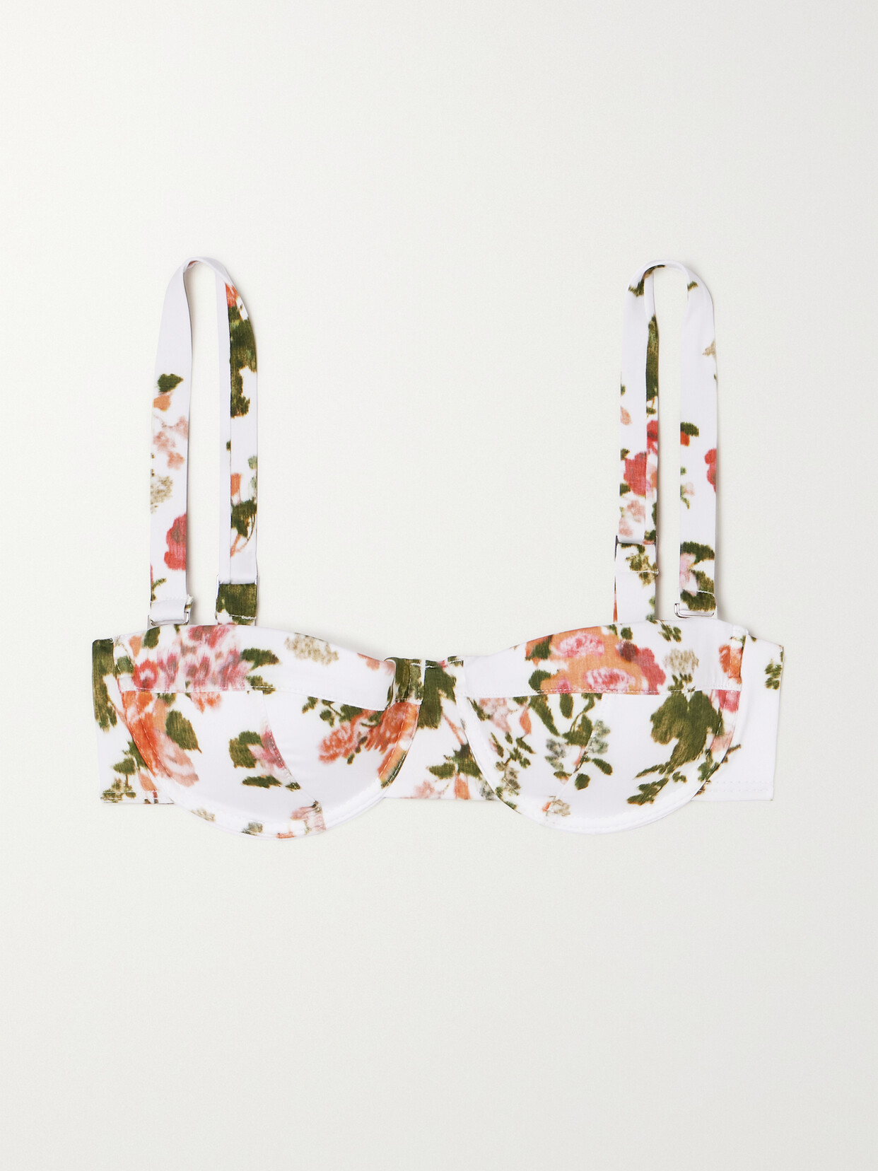 Erdem Chun Floral-print Bikini Top In Orange