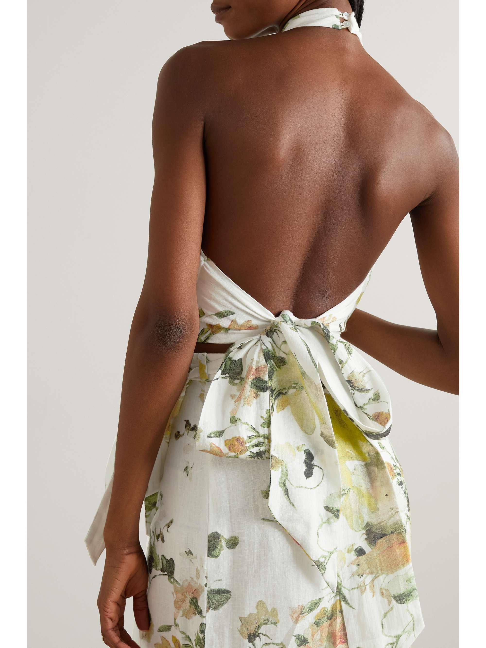 ERDEM Luna cropped linen halterneck top