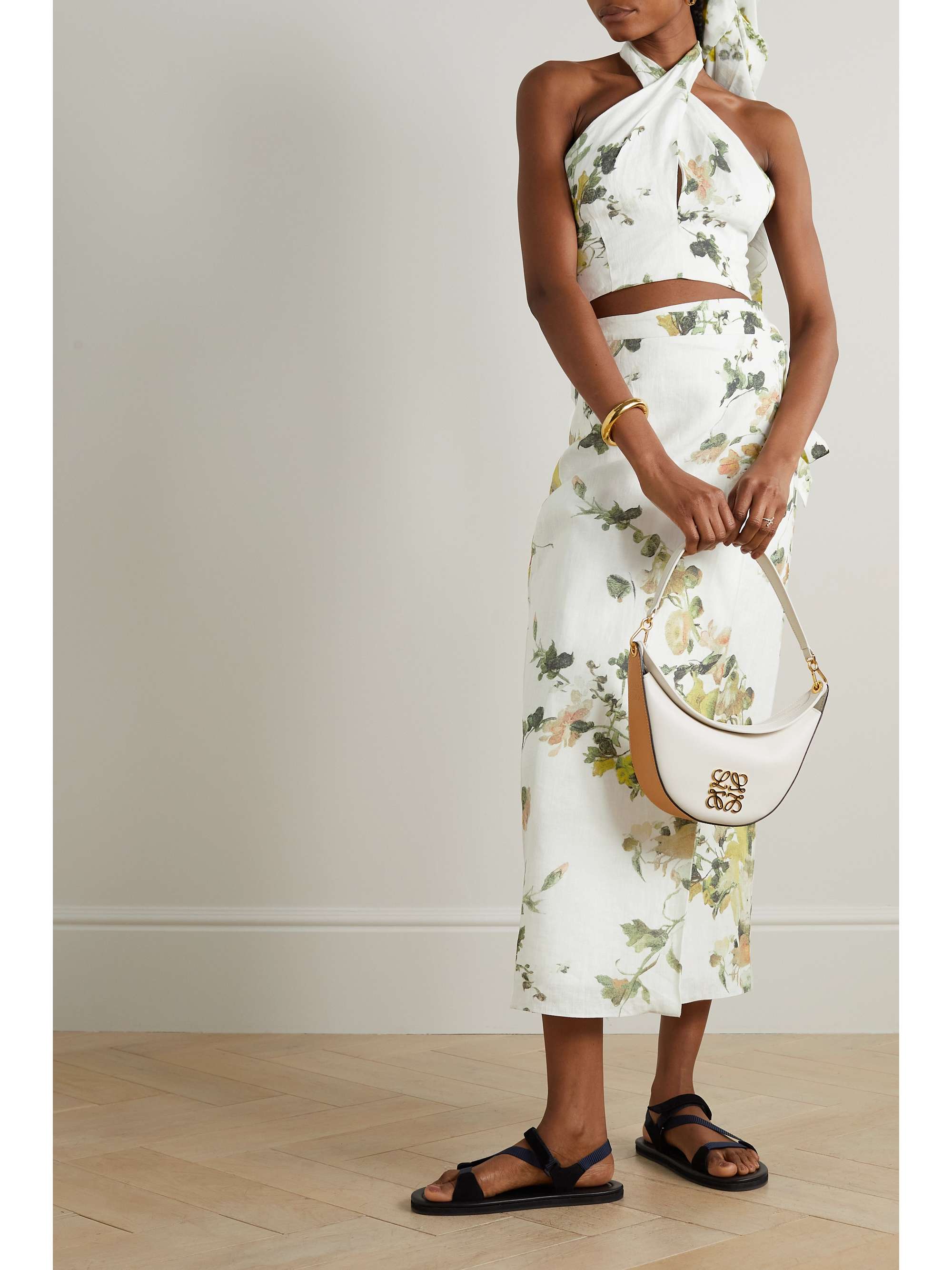 ERDEM Luna cropped linen halterneck top