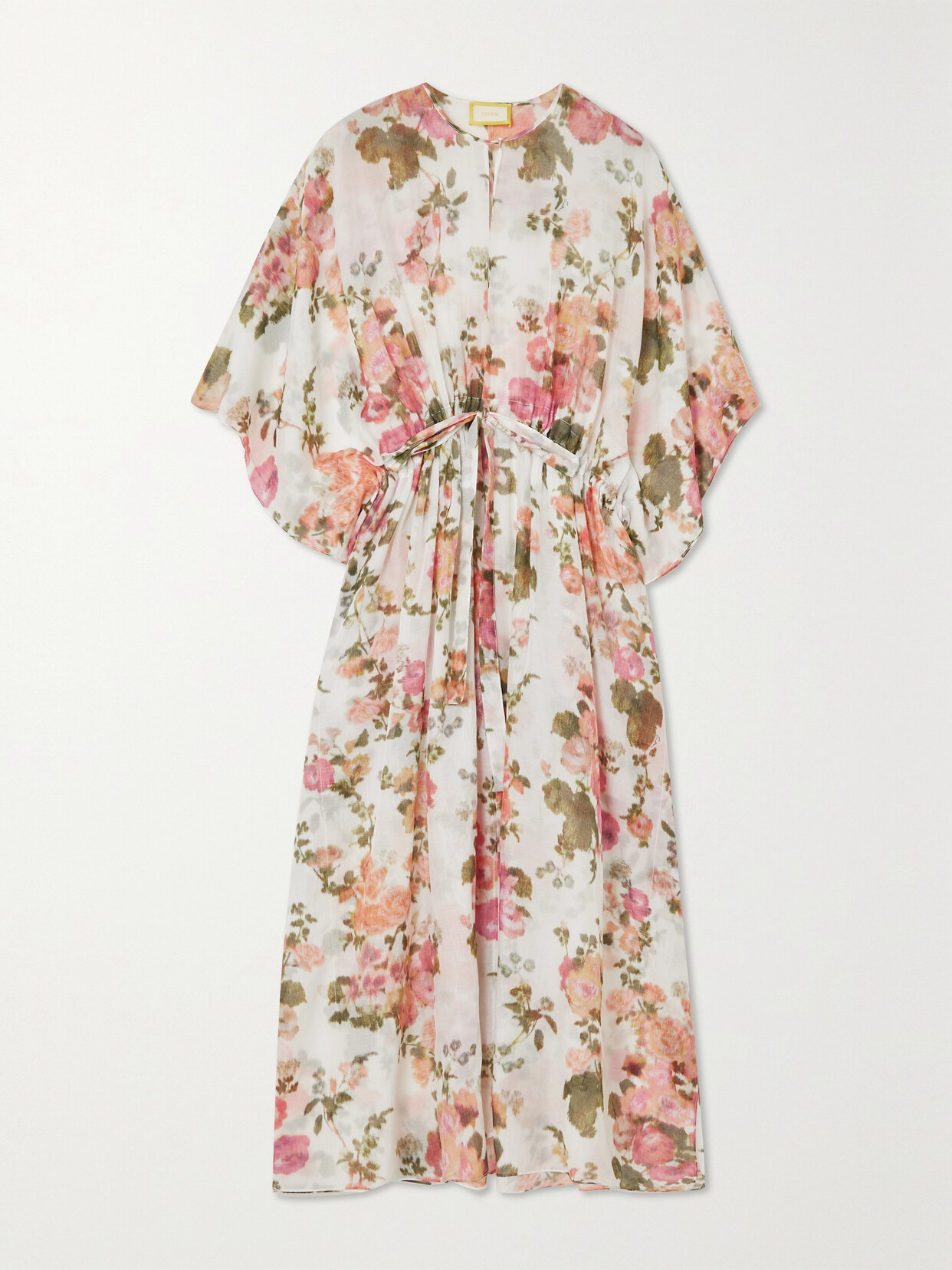 Erdem - Radmilla Floral-print Cotton And Silk-blend Voile Midi Kaftan Dress - Orange