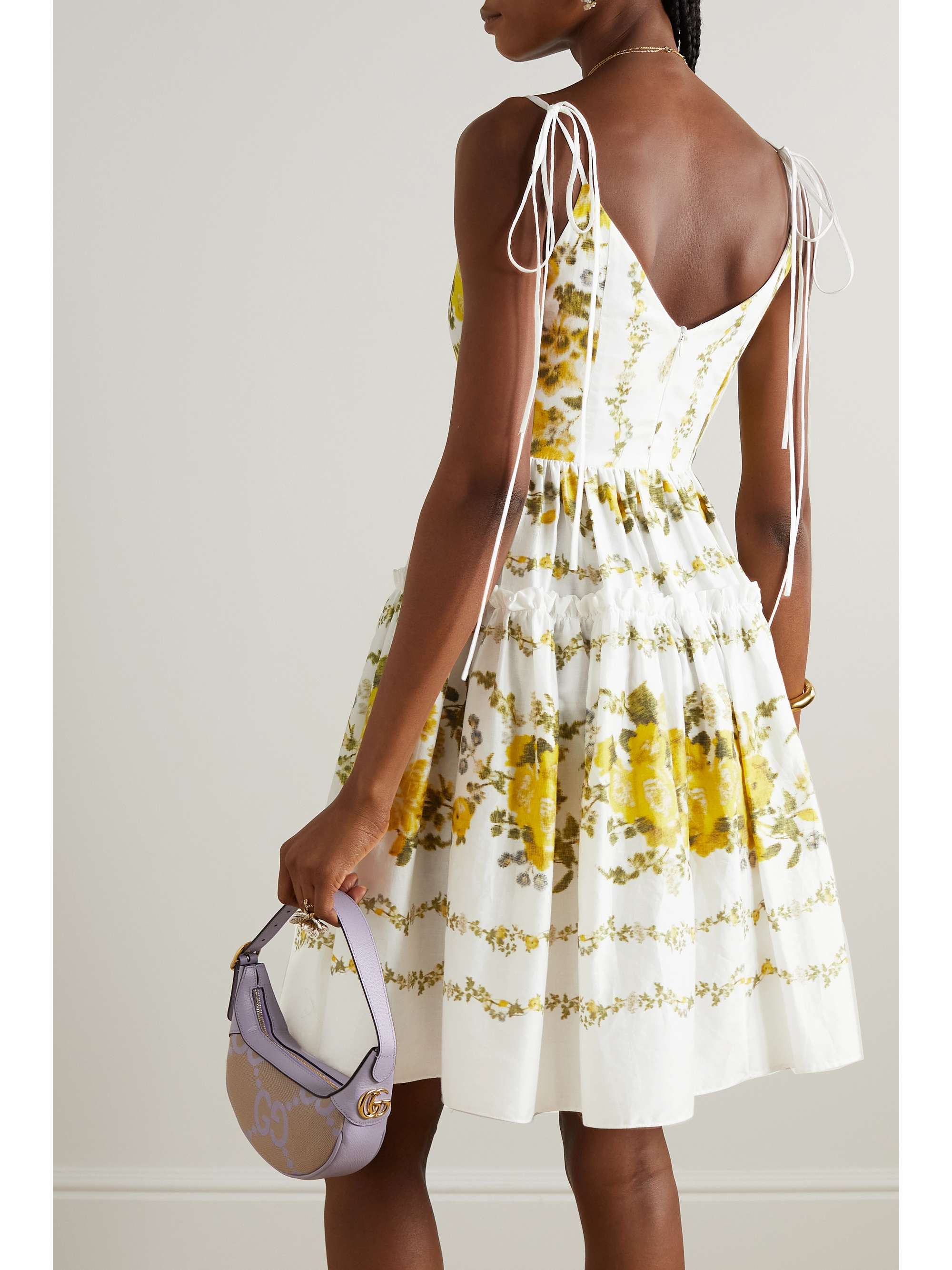 ERDEM Oleander ruffled floral-print cotton mini dress