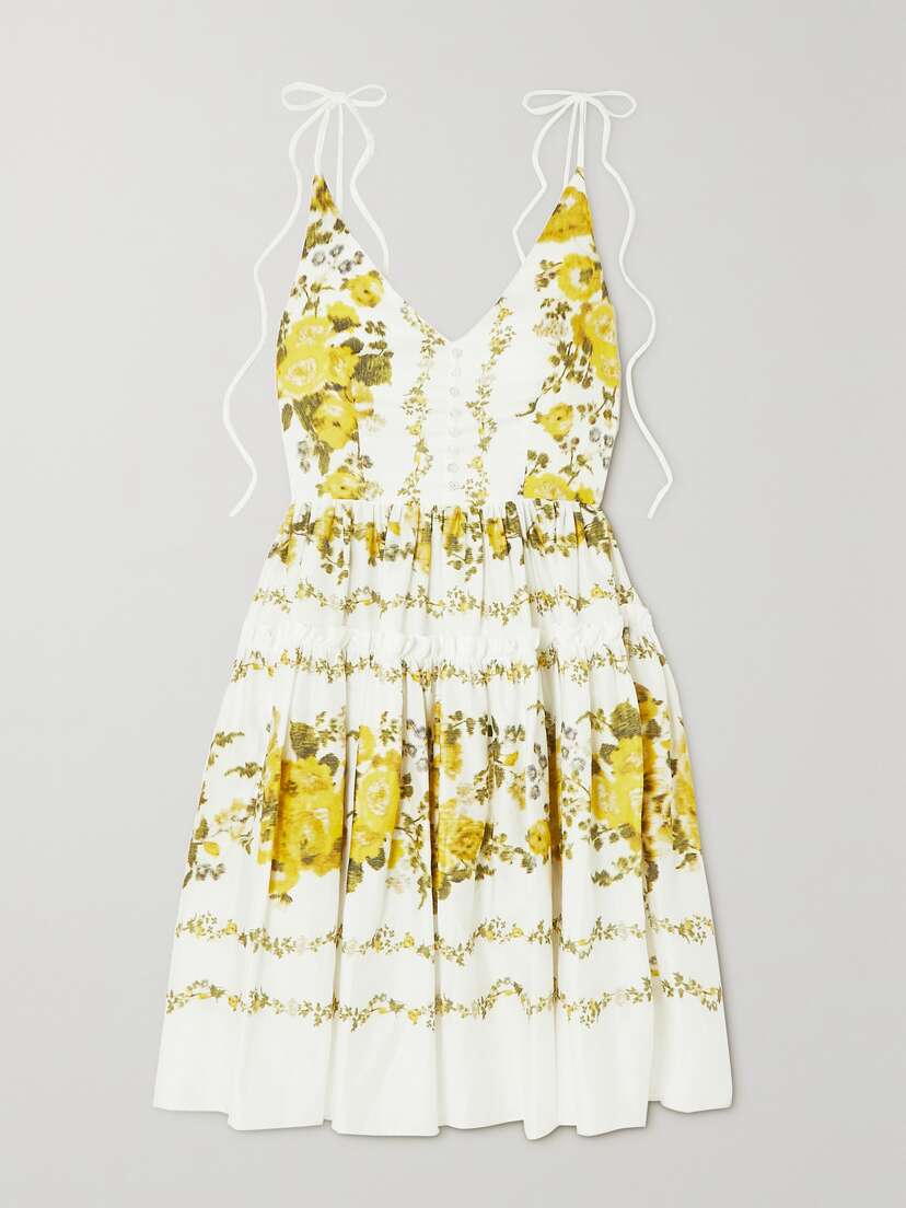 Erdem Oleander Ruffled Floral-print Cotton Mini Dress