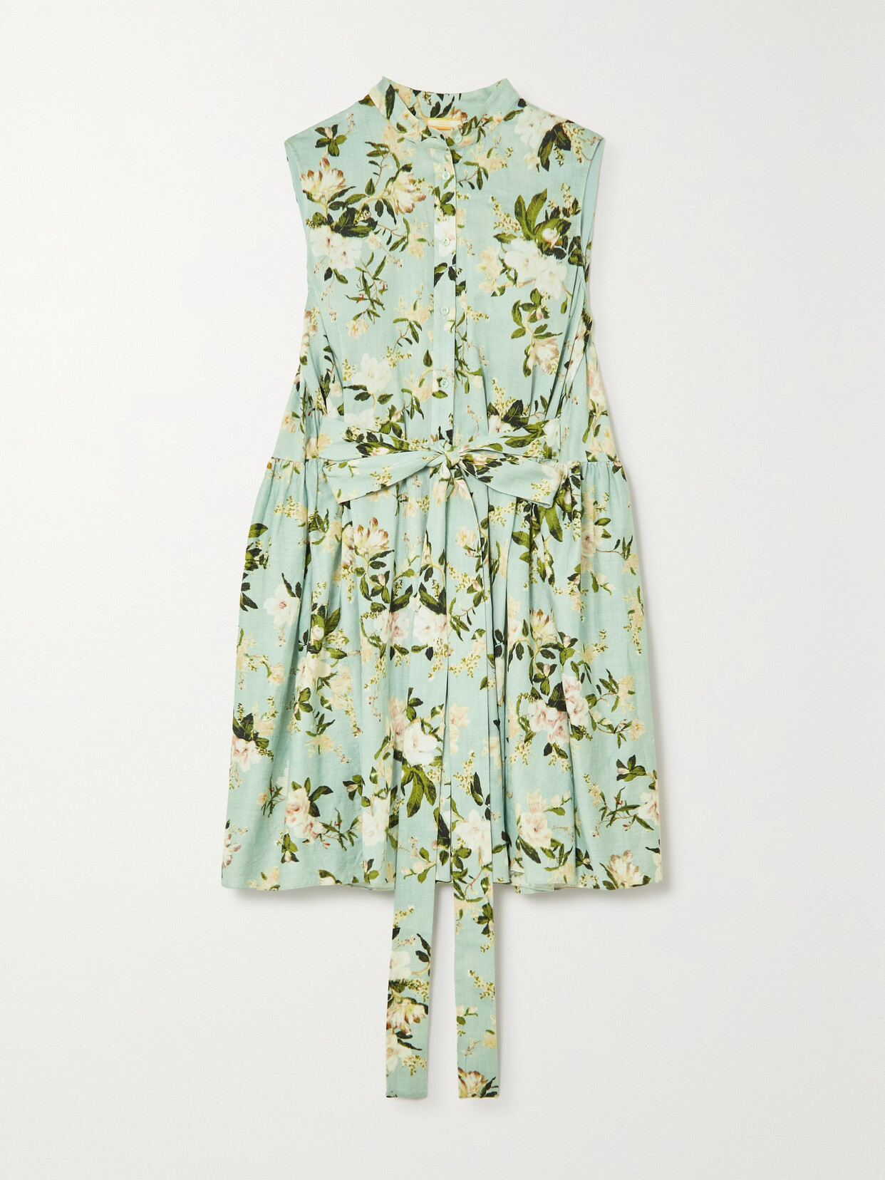 Erdem - Soleil Belted Floral-print Cotton Midi Dress - Green