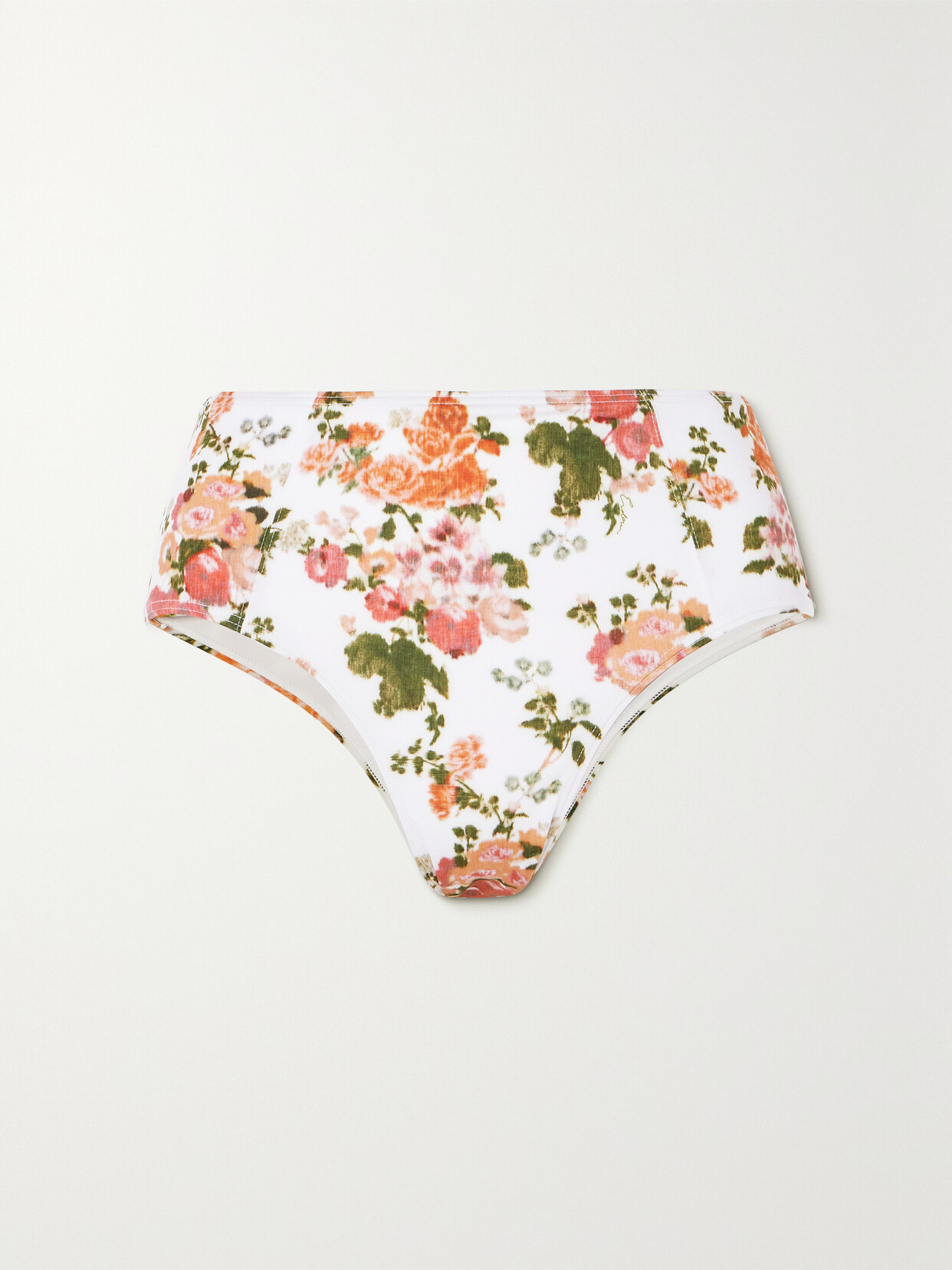 Erdem Briona Floral-print Bikini Briefs In Orange