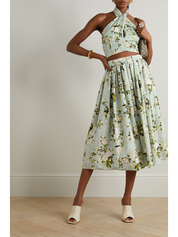 Erdem Luna cropped cotton halterneck top