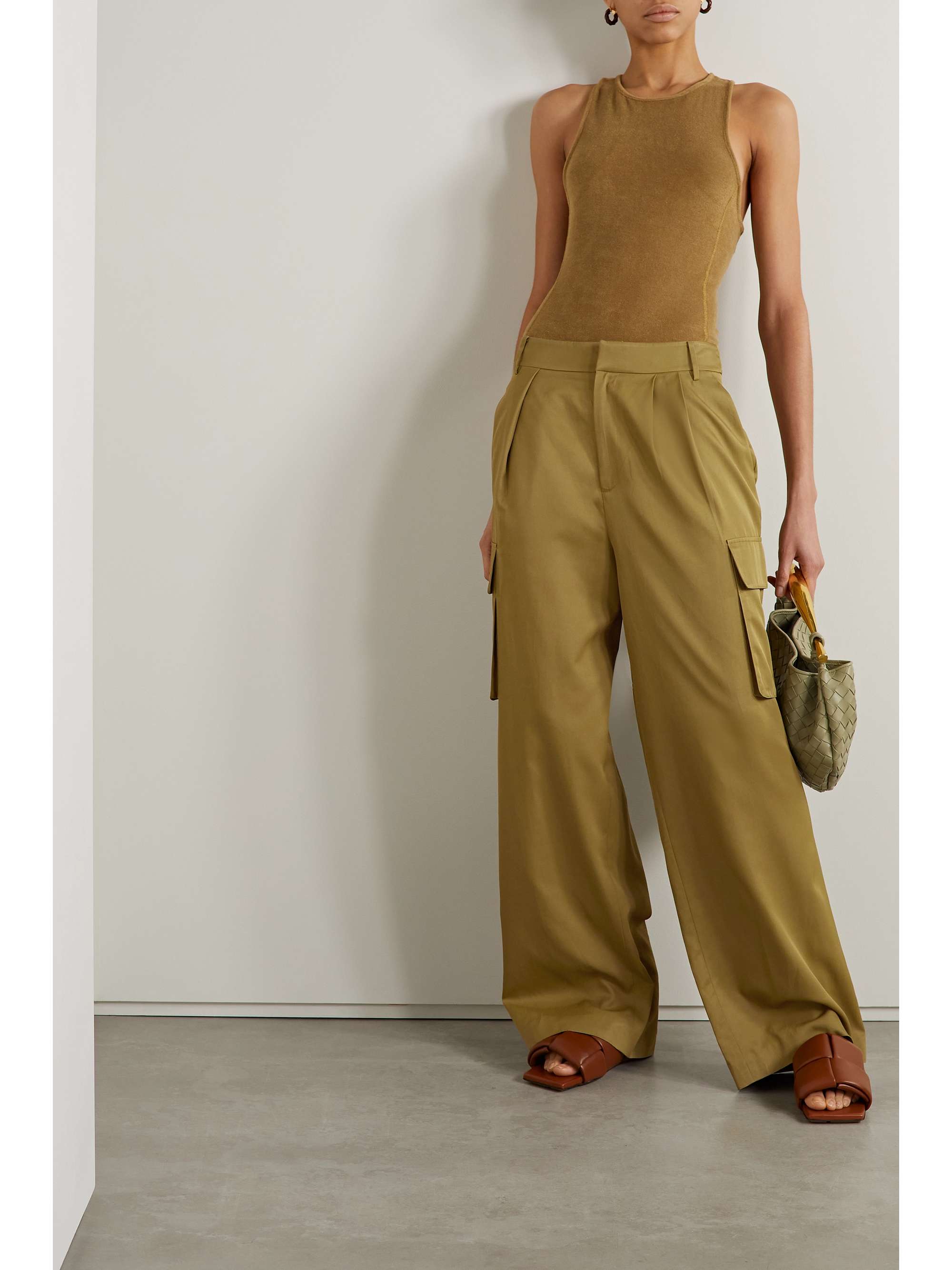 Twill Wide-Leg Khakis