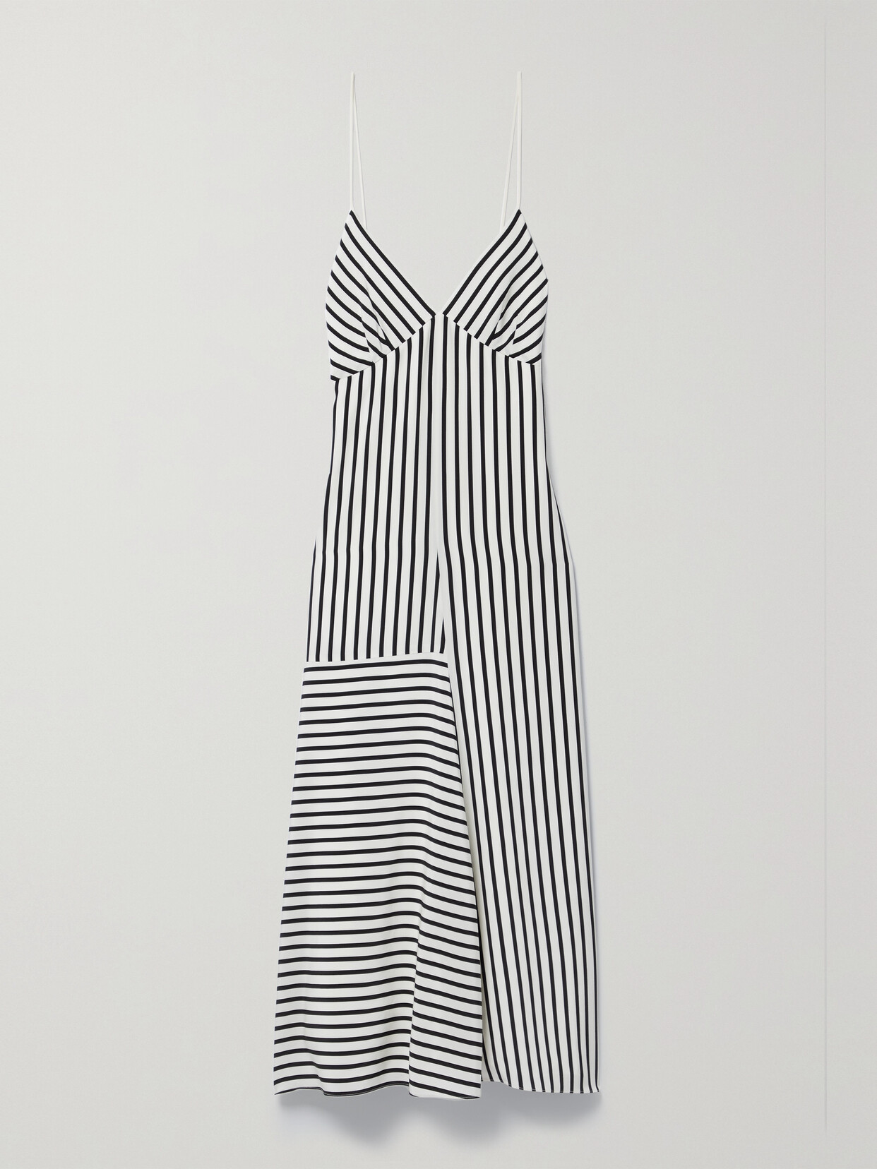 Tibi Striped Silk-crepe Midi Dress In White