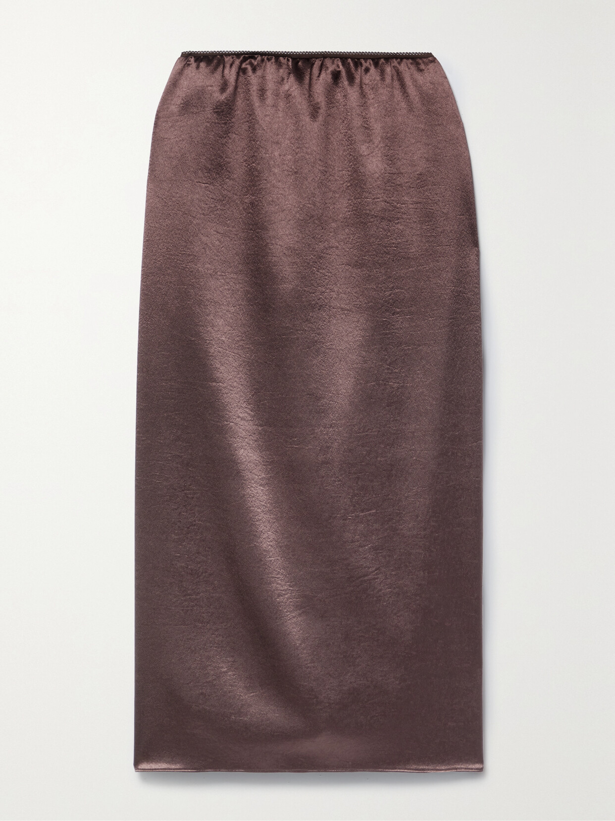 Tibi - Hammered-satin Midi Skirt - Brown