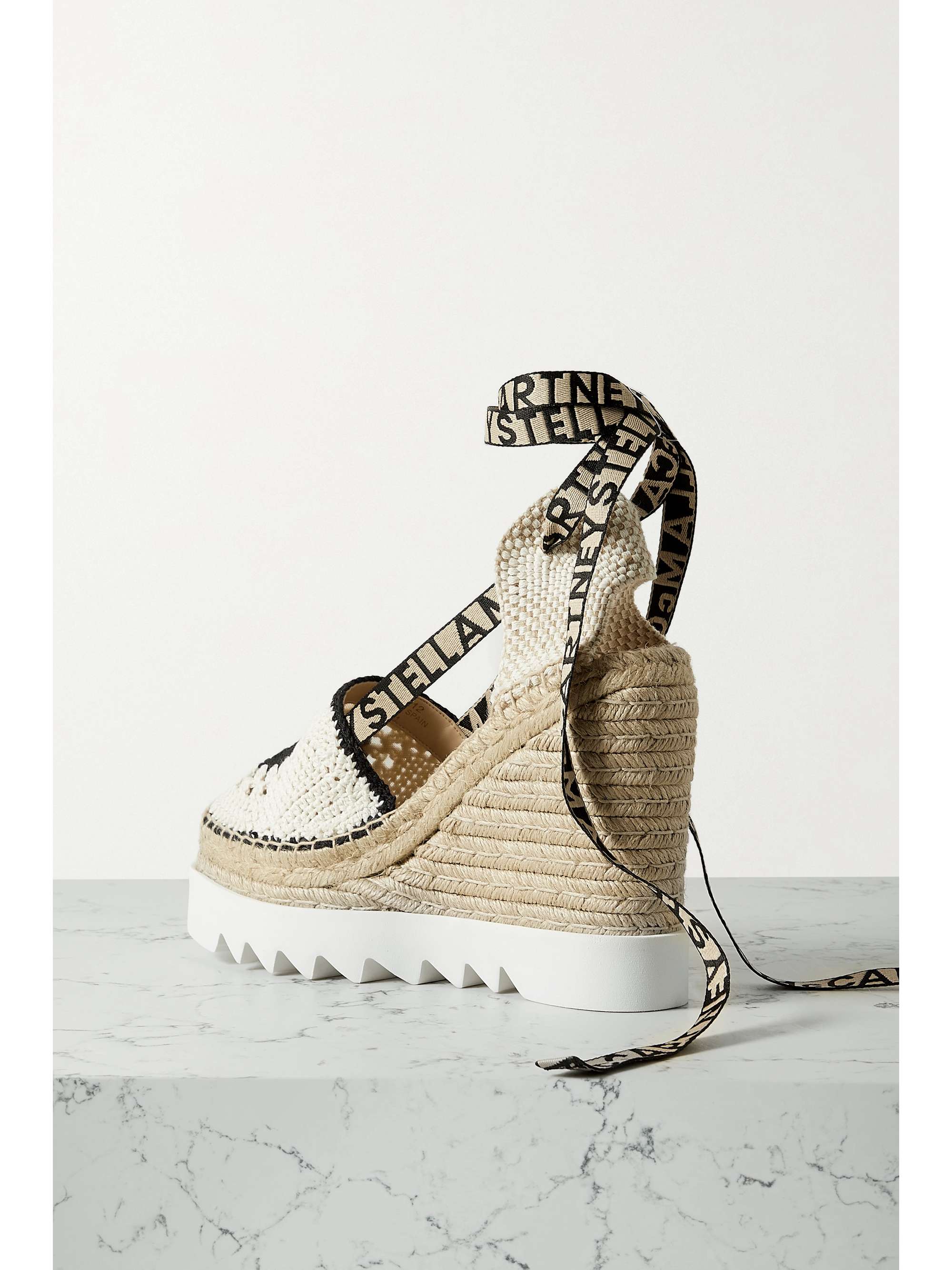 STELLA MCCARTNEY Gaia クロシェニット プラットフォーム ウェッジエスパドリーユ