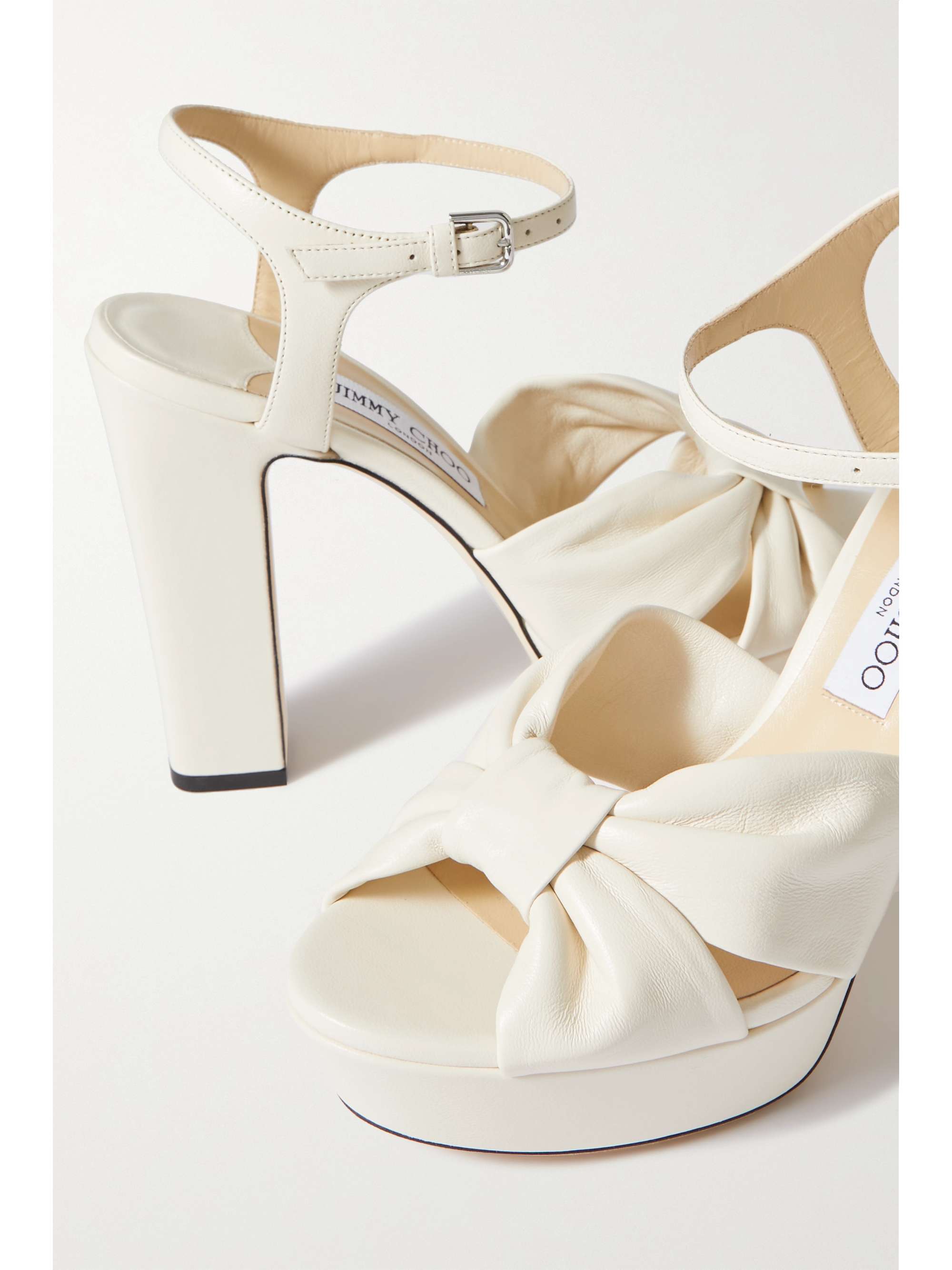 JIMMY CHOO Heloise 120 bow-embellished leather platform sandals