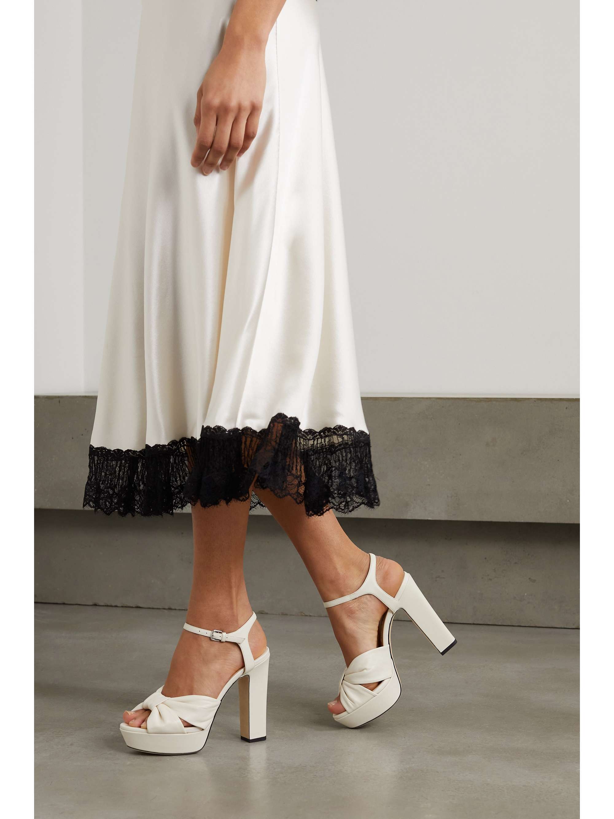 JIMMY CHOO Heloise 120 bow-embellished leather platform sandals