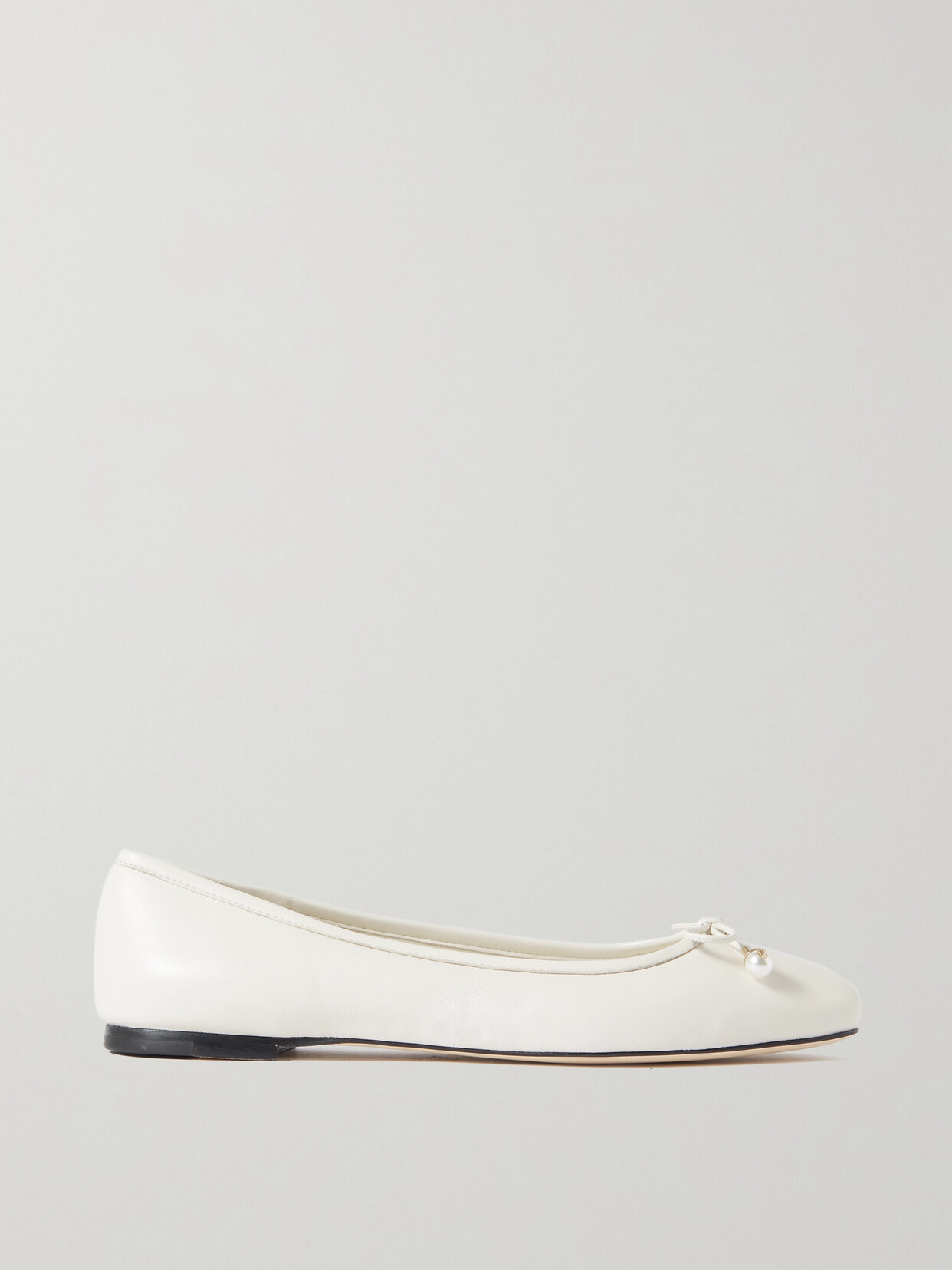 Jimmy Choo Elme Embellished Leather Ballet Flats - Off-white