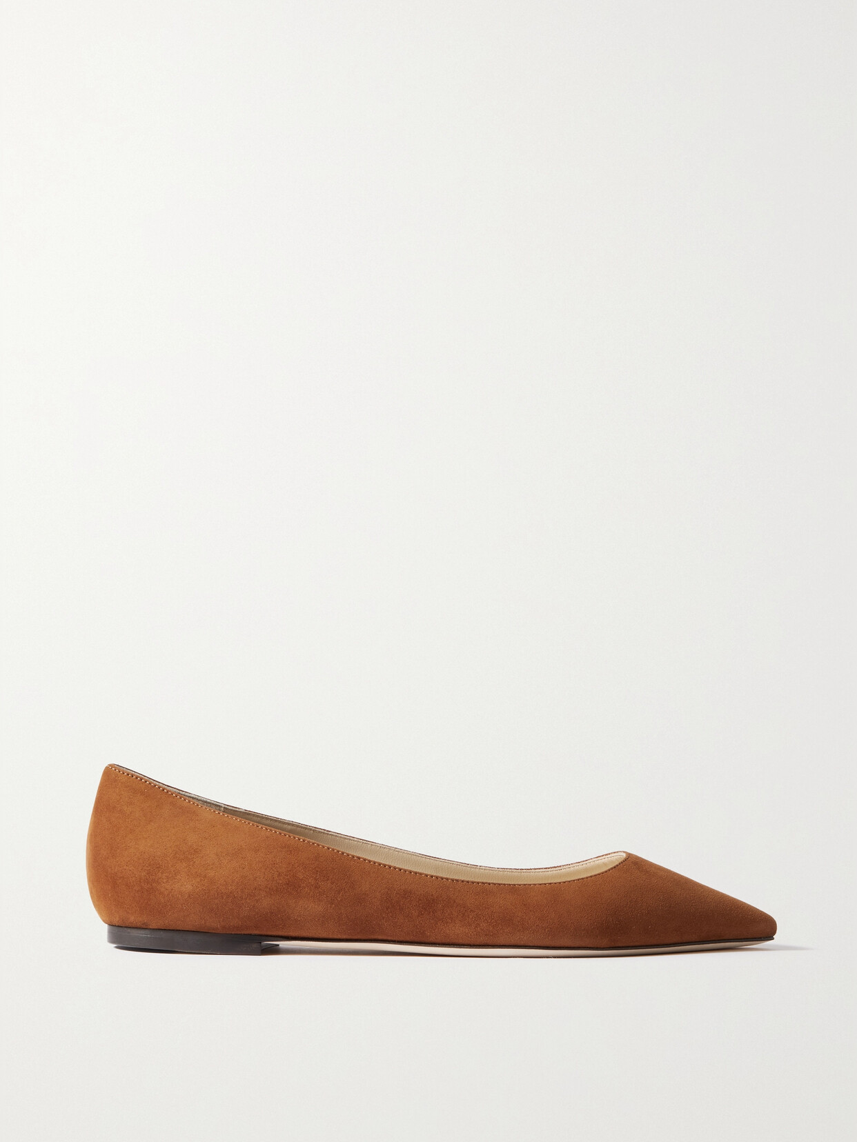 Jimmy Choo Romy Suede Point-toe Flats In Brown