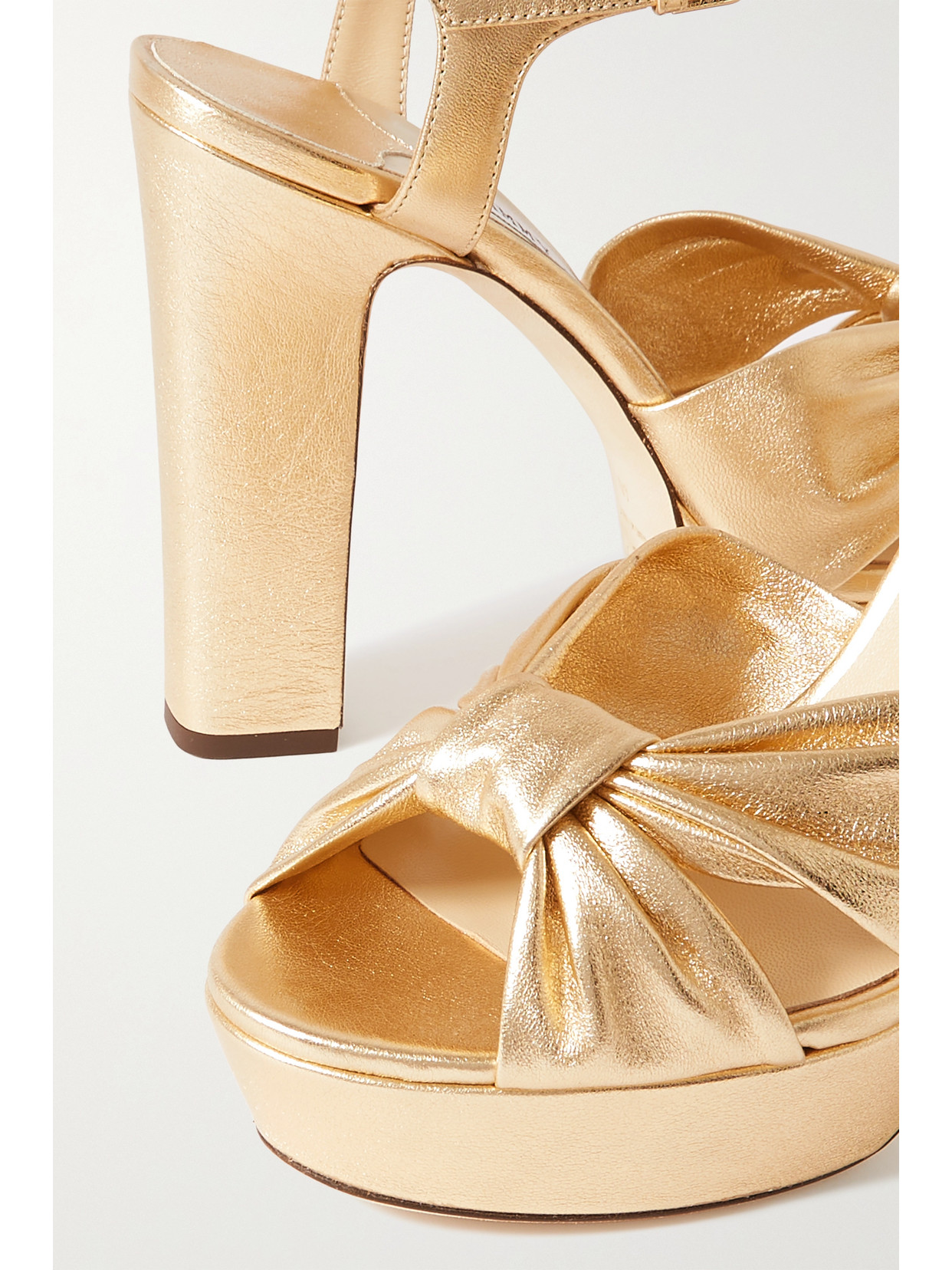 Jimmy Choo 120mm Heloise Metallic Leather Sandals In Gold
