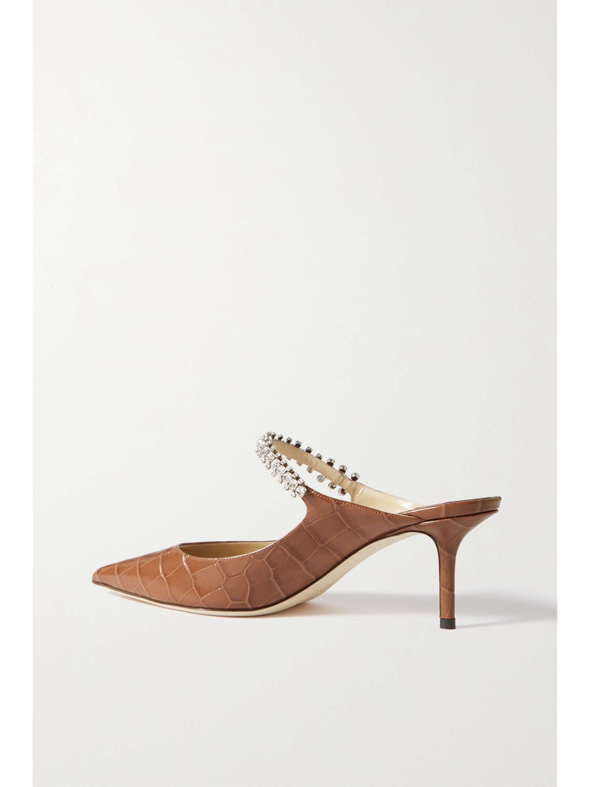 JIMMY CHOO Bing 65 crystal-embellished croc-effect leather mules