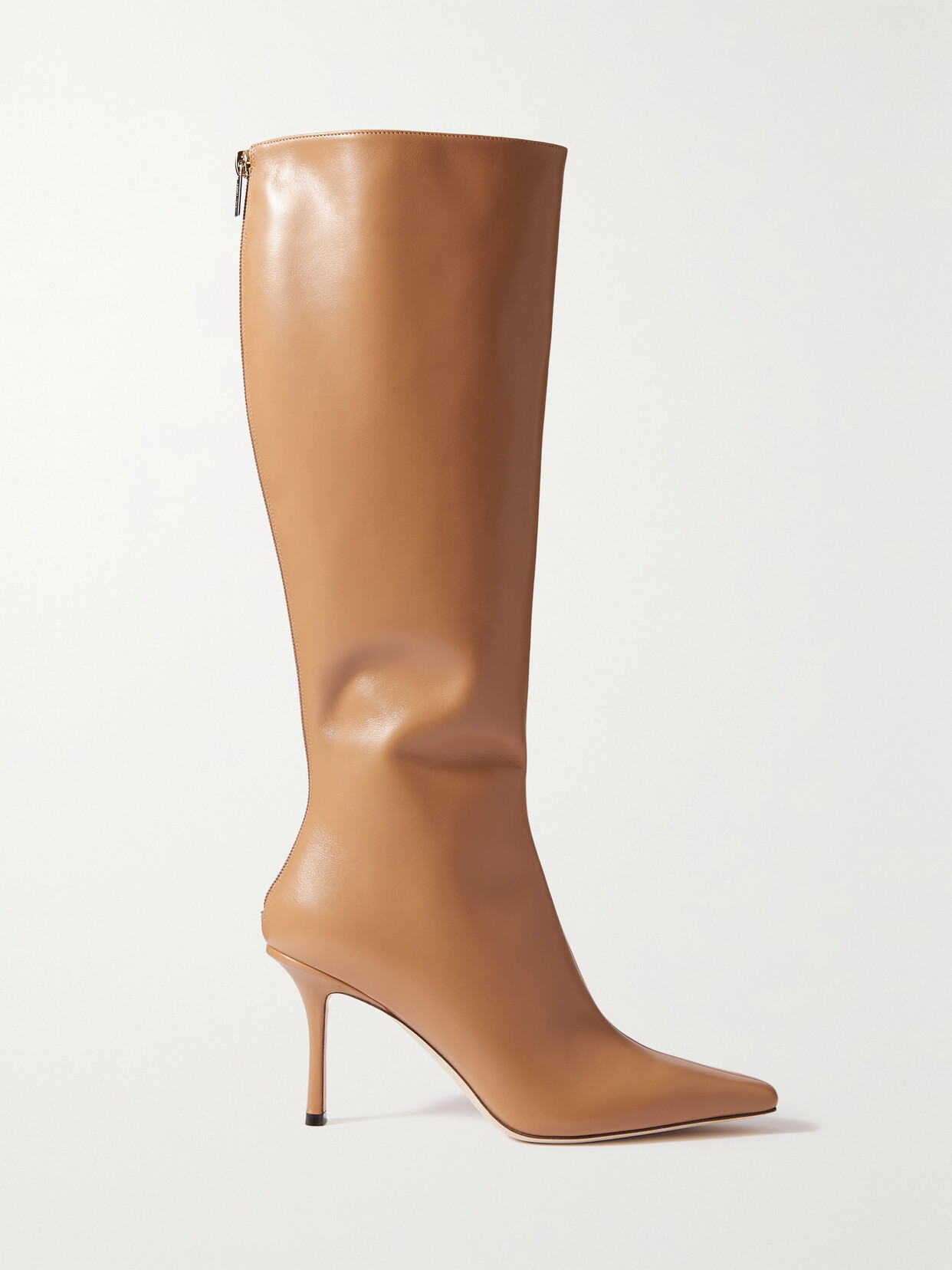 Jimmy Choo Agathe 85 Leather Knee Boots - Neutrals
