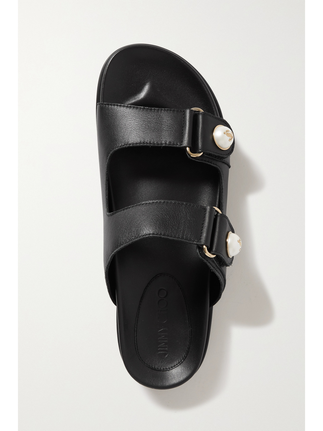 Jimmy Choo Women Black Fayence Leather Sandals, 5.5 Luxury Sandals & Floaters For Women Darveys