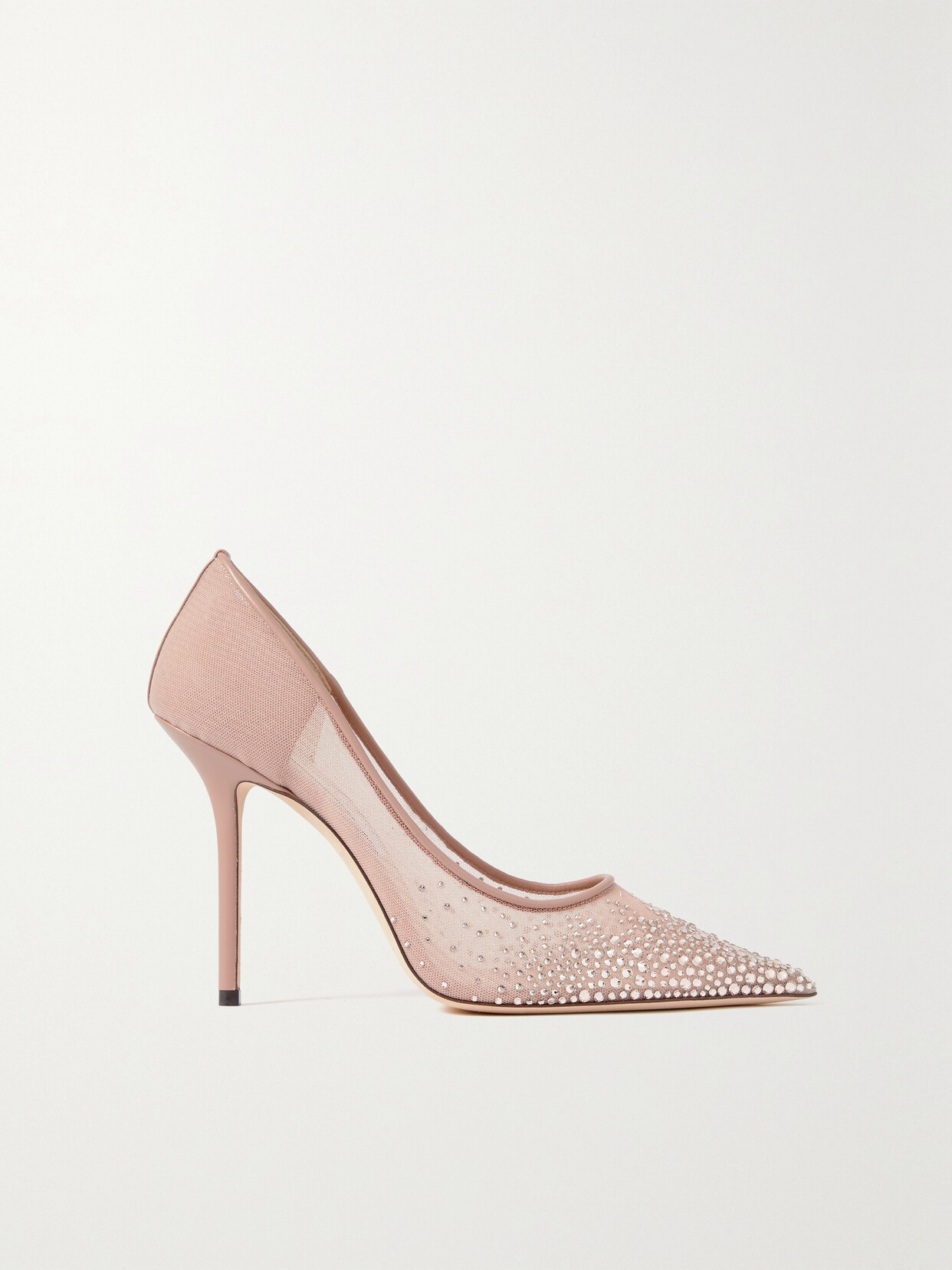 Jimmy Choo Love 100 Leather-trimmed Crystal-embellished Mesh Pumps - Neutrals